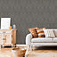 GoodHome Andal Grey Metallic effect Geometric Textured Wallpaper