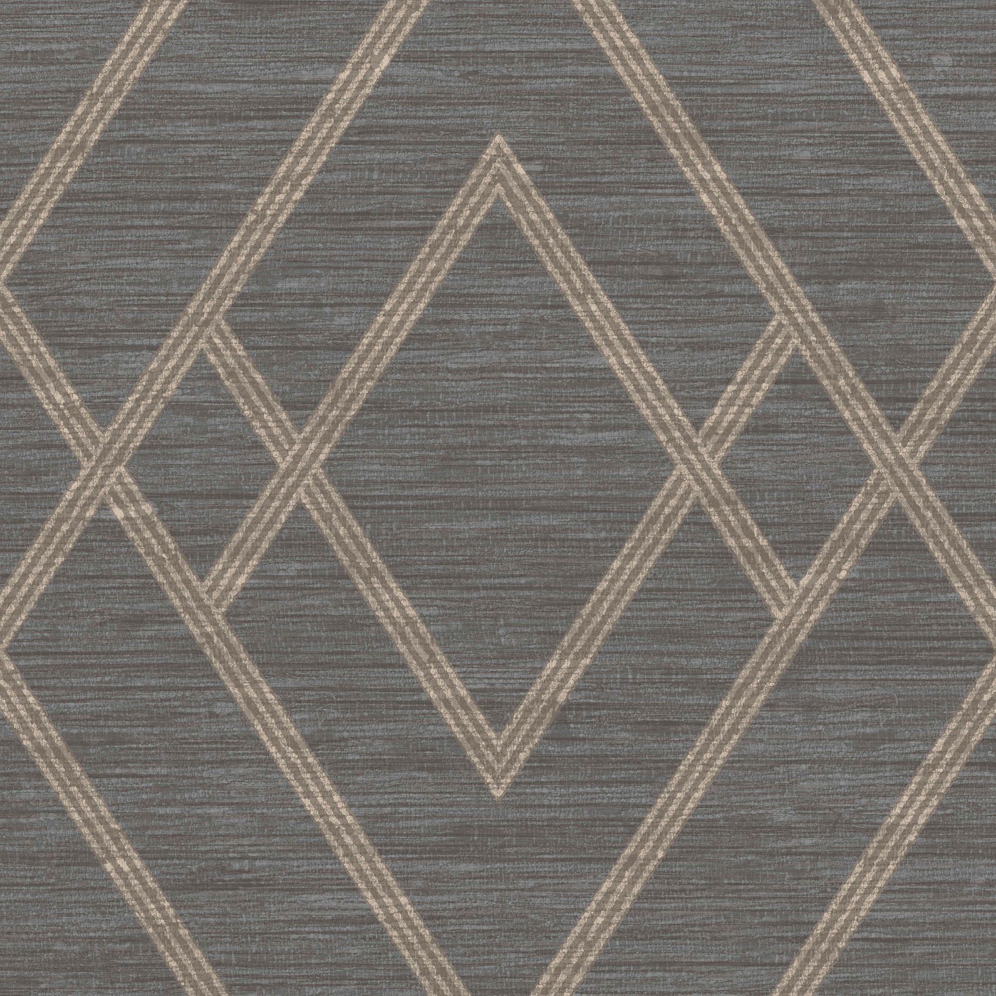 GoodHome Andal Grey Metallic effect Geometric Textured Wallpaper