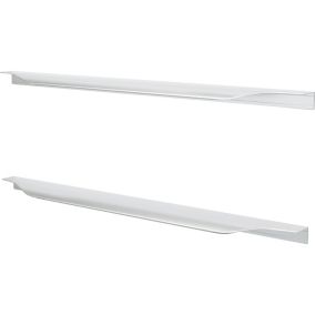 GoodHome Andali Brushed Chrome effect Anodised Straight Edge Kitchen cabinets Handle (L)397mm, Pack of 2