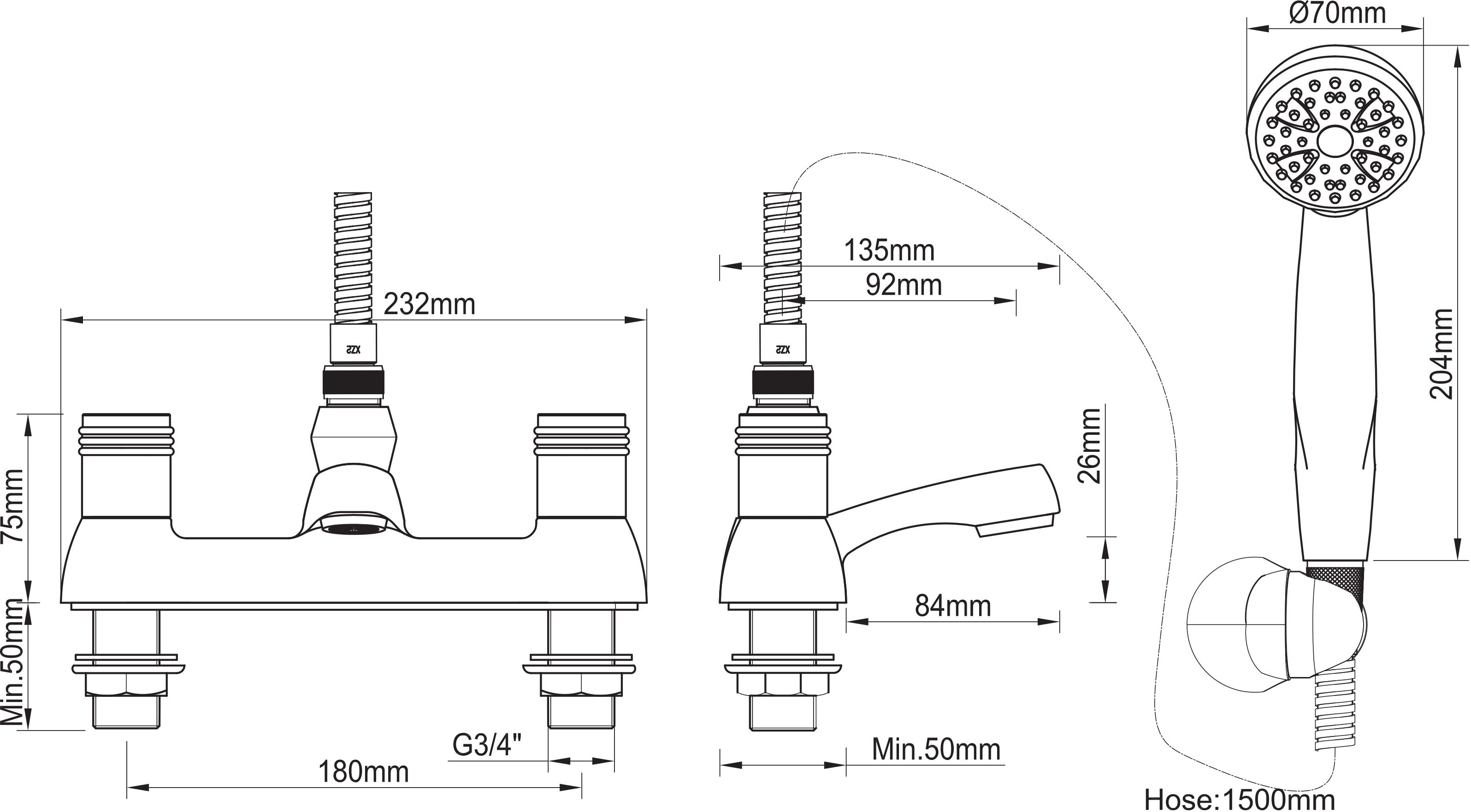 GoodHome Annagh Combi boiler, gravity-fed & mains pressure water systems Ceramic Shower mixer Tap