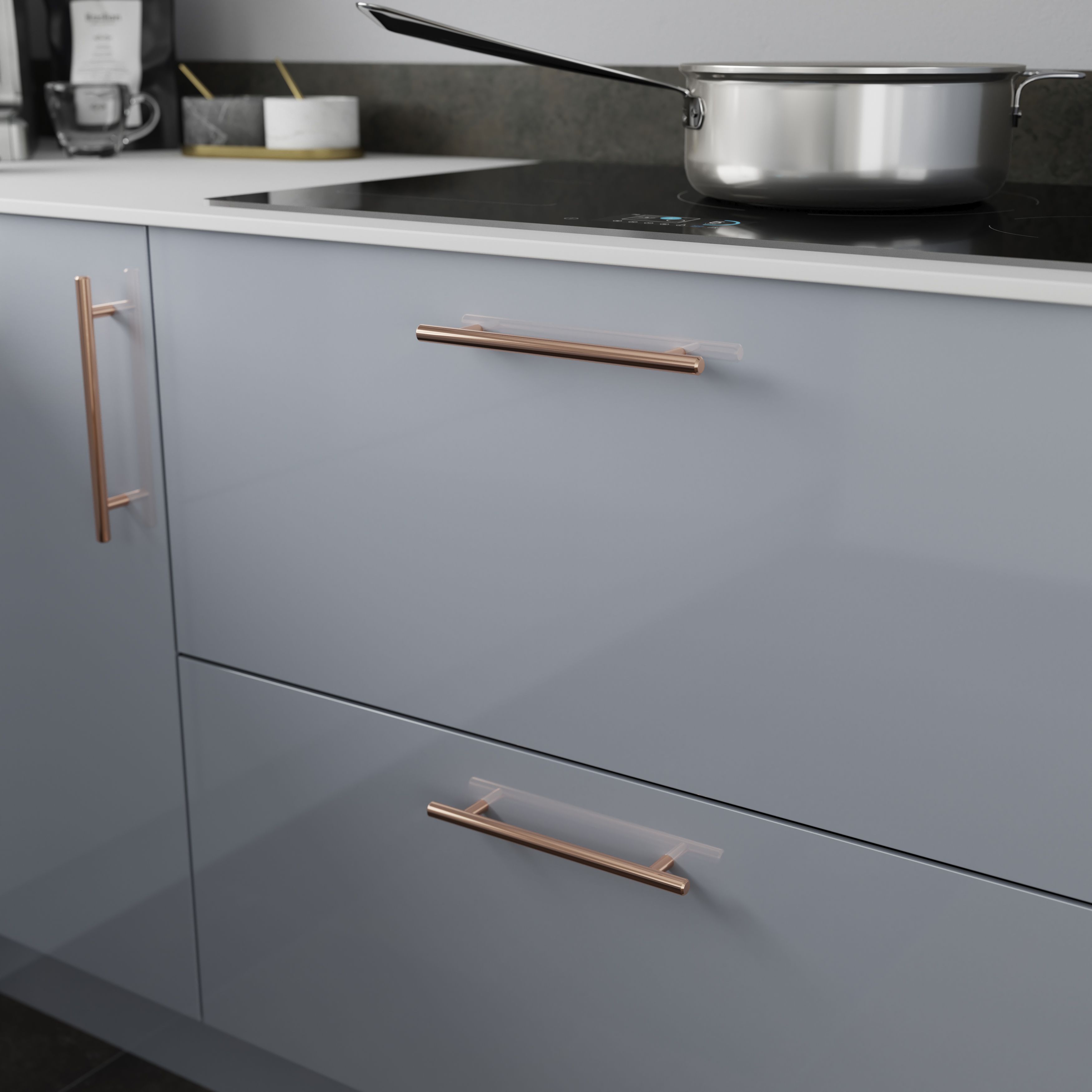 GoodHome Annatto Copper effect Kitchen cabinets Handle (L)22cm