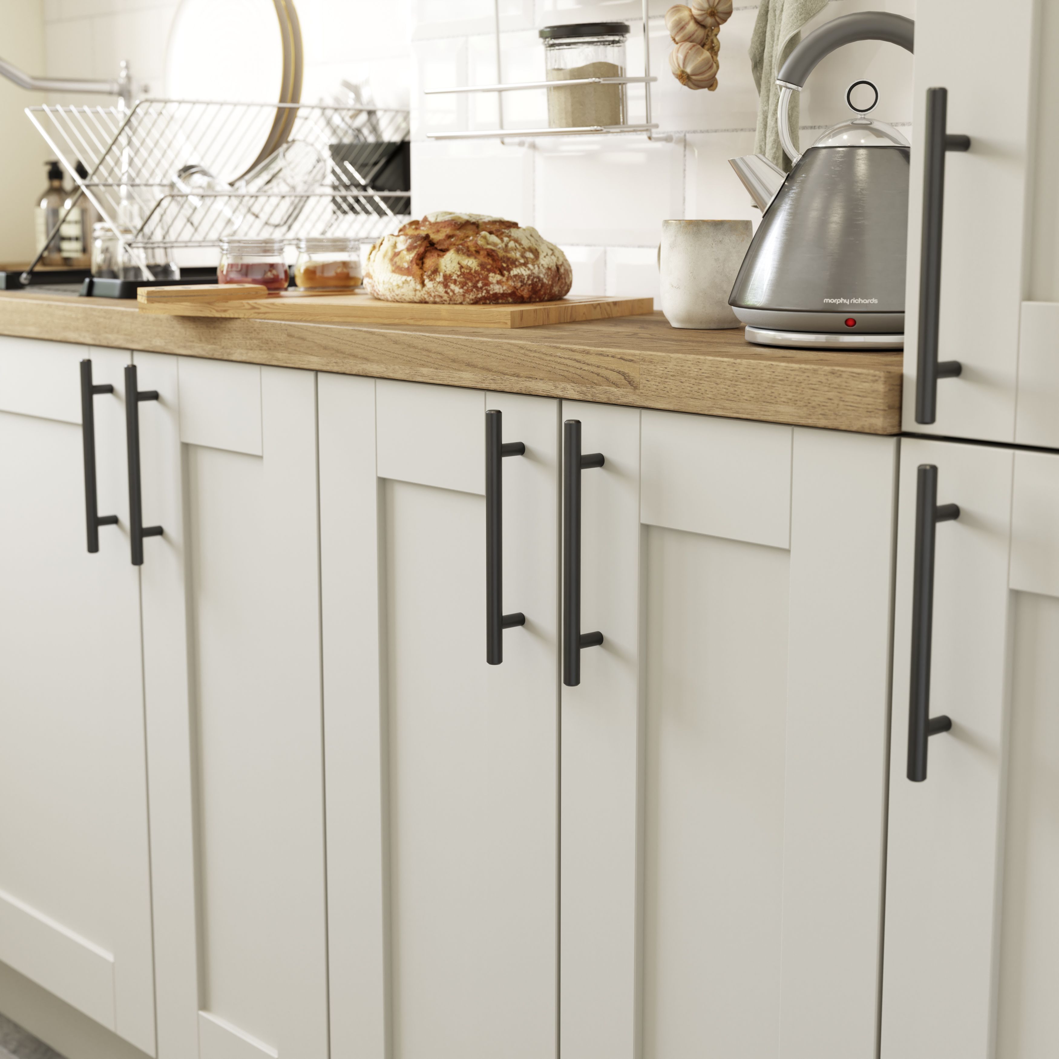 GoodHome Annatto Matt Black Kitchen cabinets Handle (L)18.8cm
