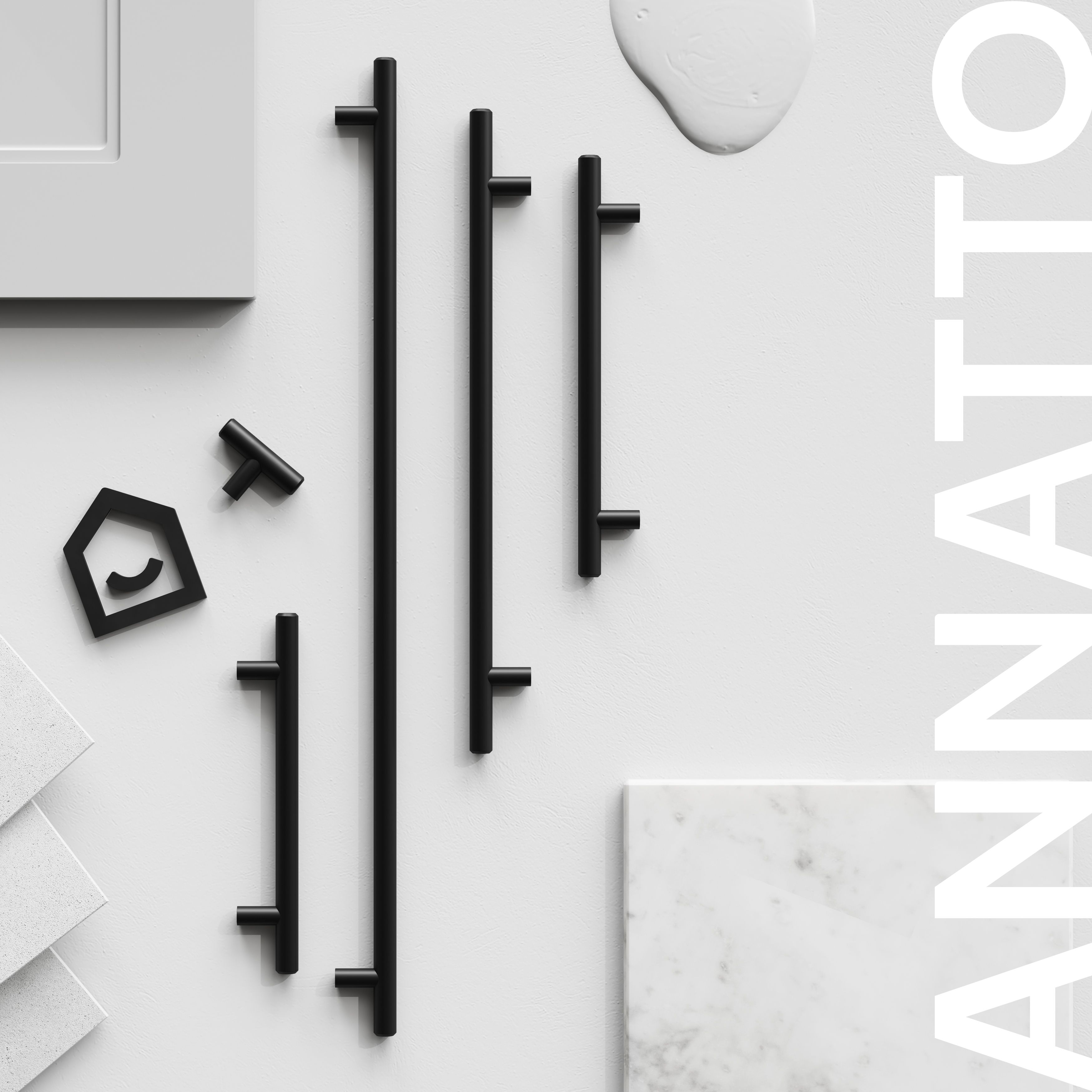 GoodHome Annatto Matt Black Kitchen cabinets Pull handle (L)50mm