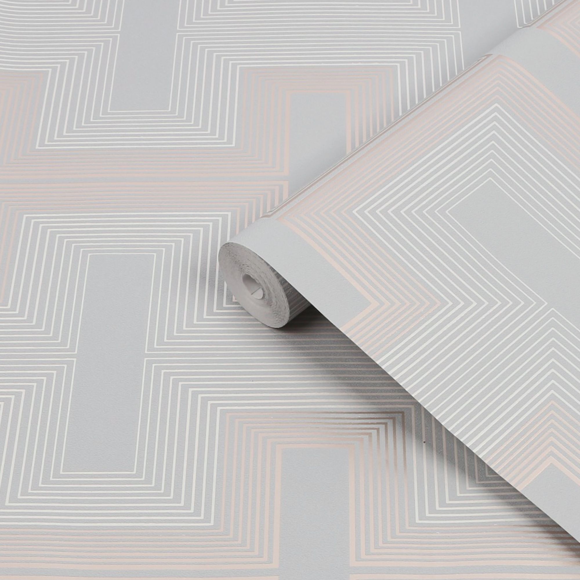 GoodHome Anor Light grey Metallic effect Geometric Textured Wallpaper Sample