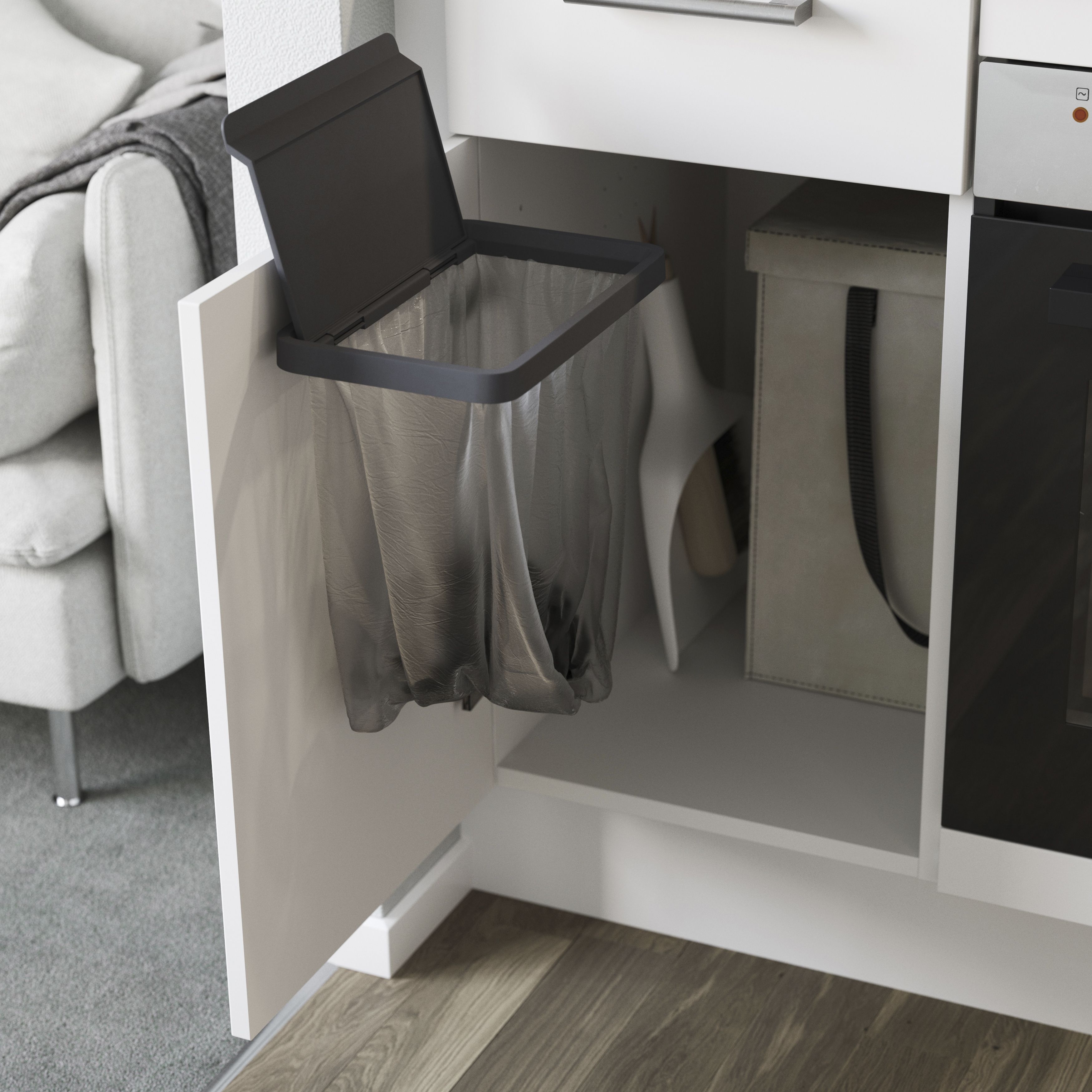 GoodHome Anthracite ABS plastic & steel Bin bag frame