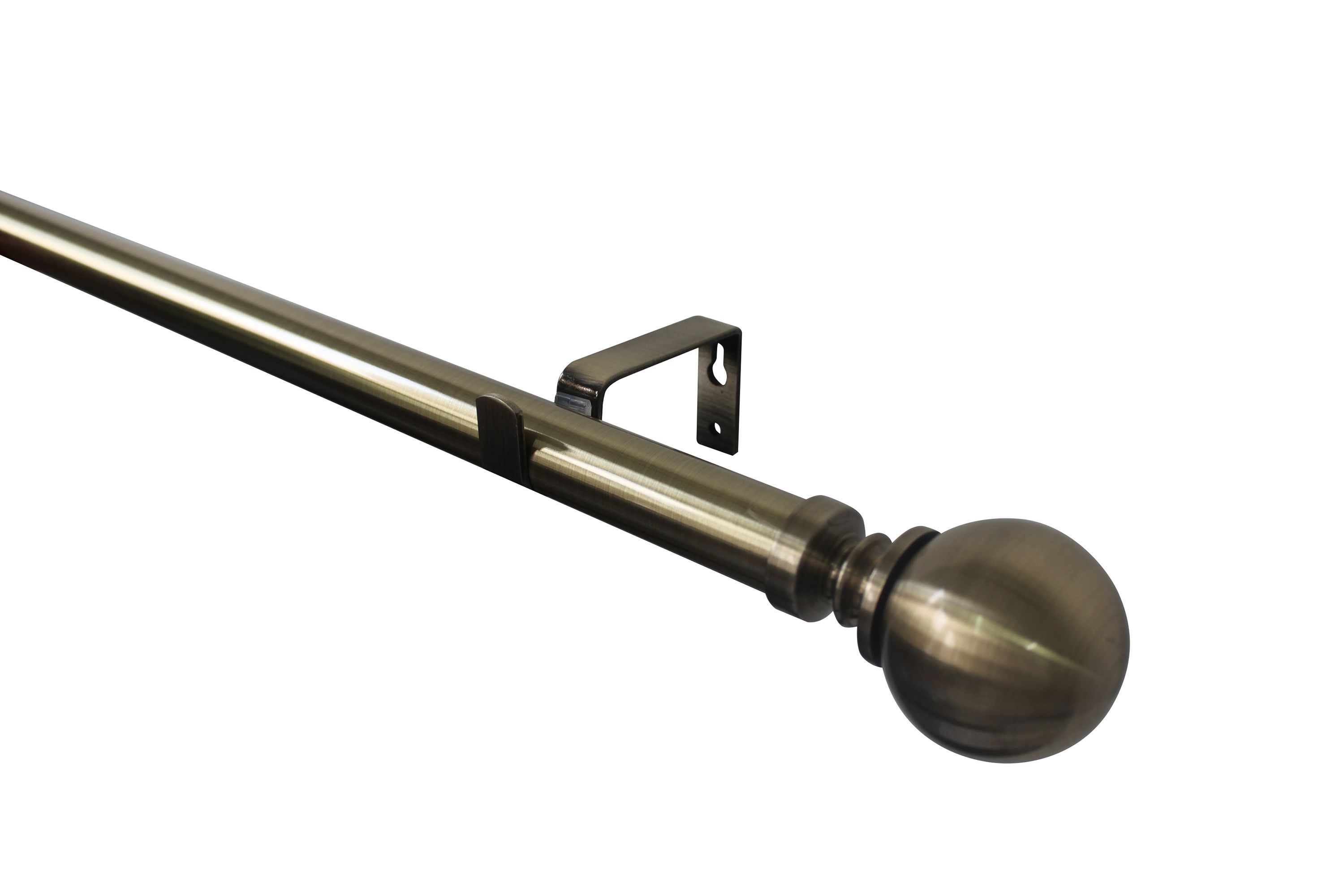 GoodHome Antiki Antique brass effect Extendable Ball Curtain pole Set, (L)1200mm-2100mm (Dia)28mm