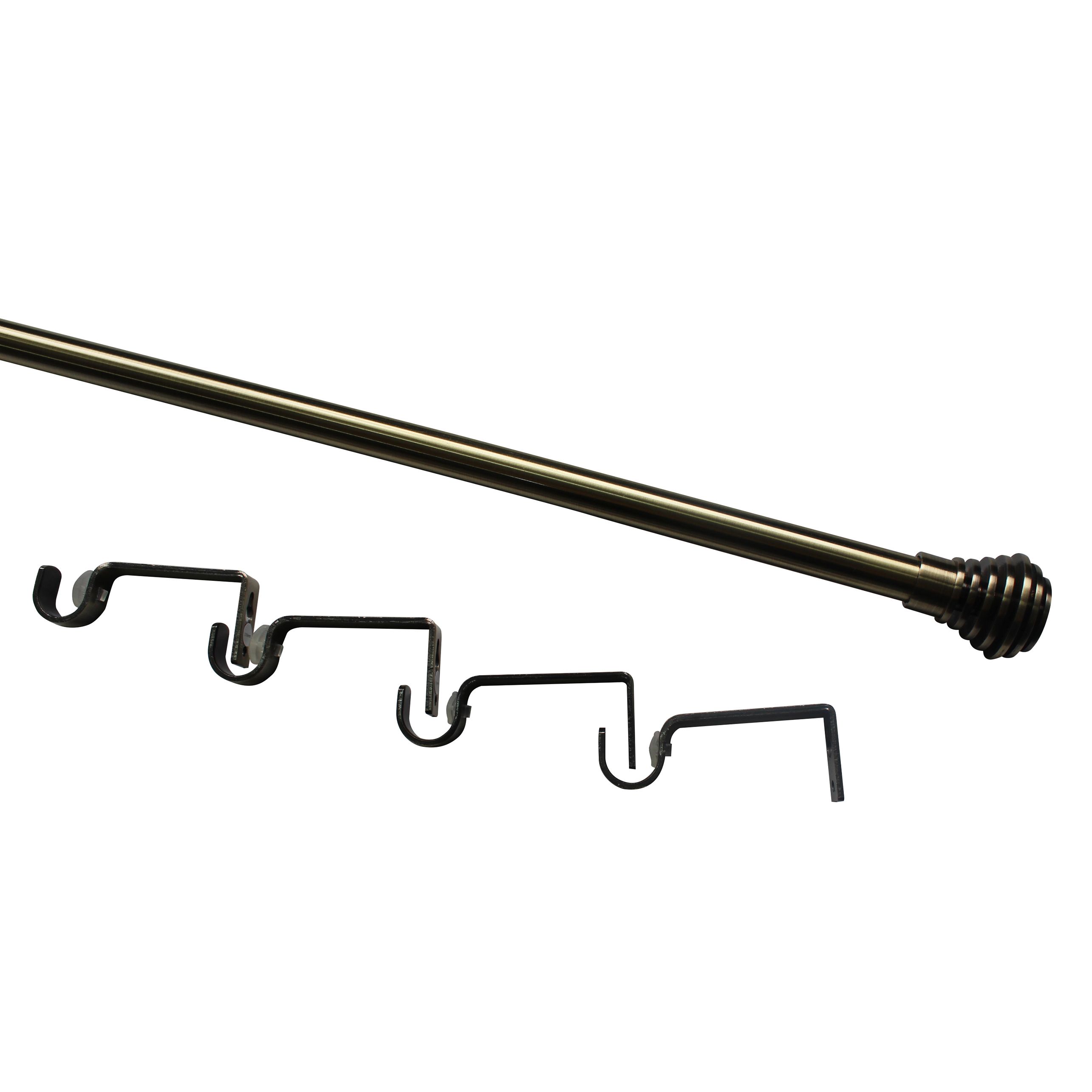 GoodHome Antiki Antique brass effect Extendable Curtain pole Set, (L)2000mm-3300mm (Dia)19mm