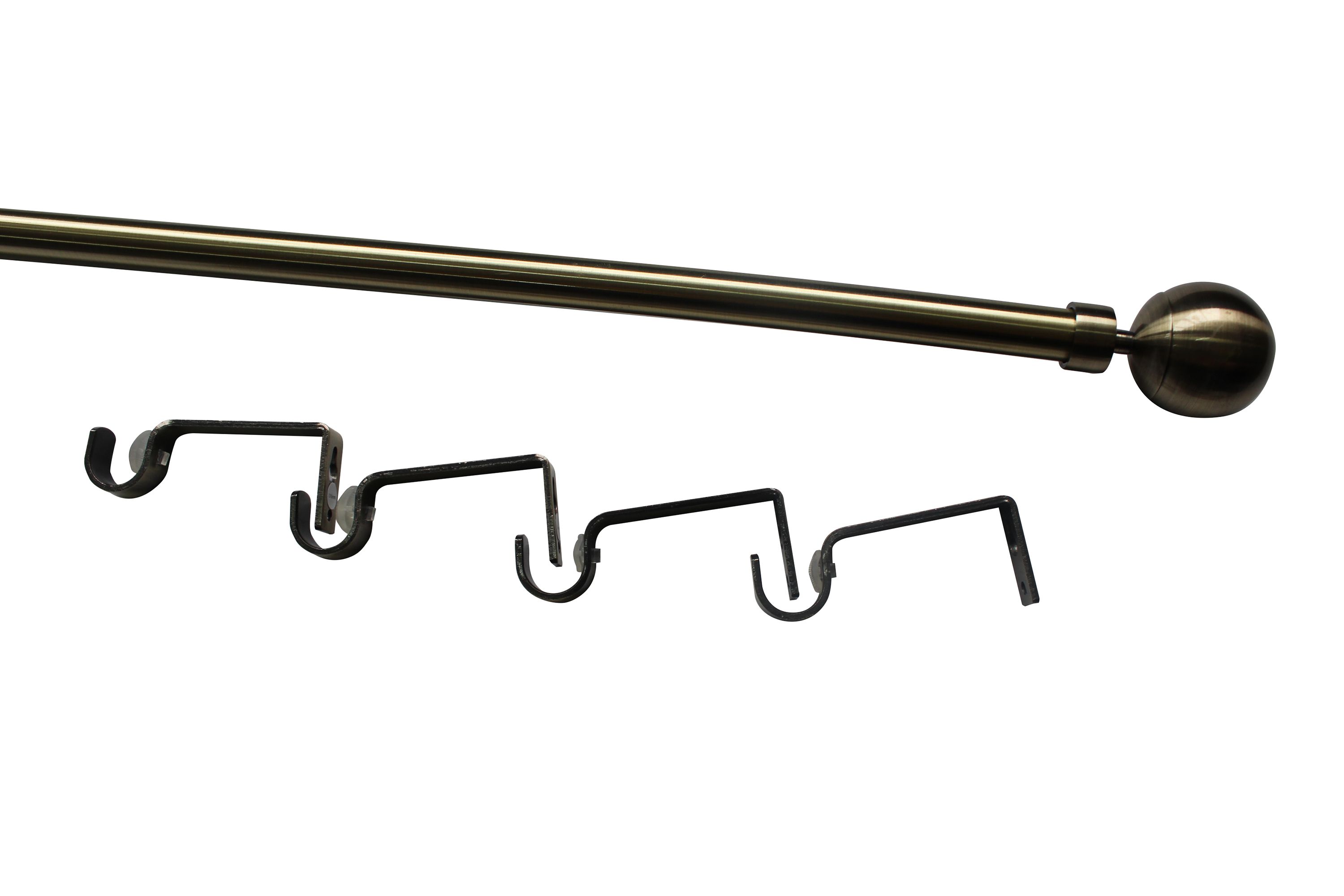 GoodHome Antiki Satin Gold Antique brass effect Extendable Ball Single curtain pole set Set, (L)2000mm-3300mm (Dia)19mm