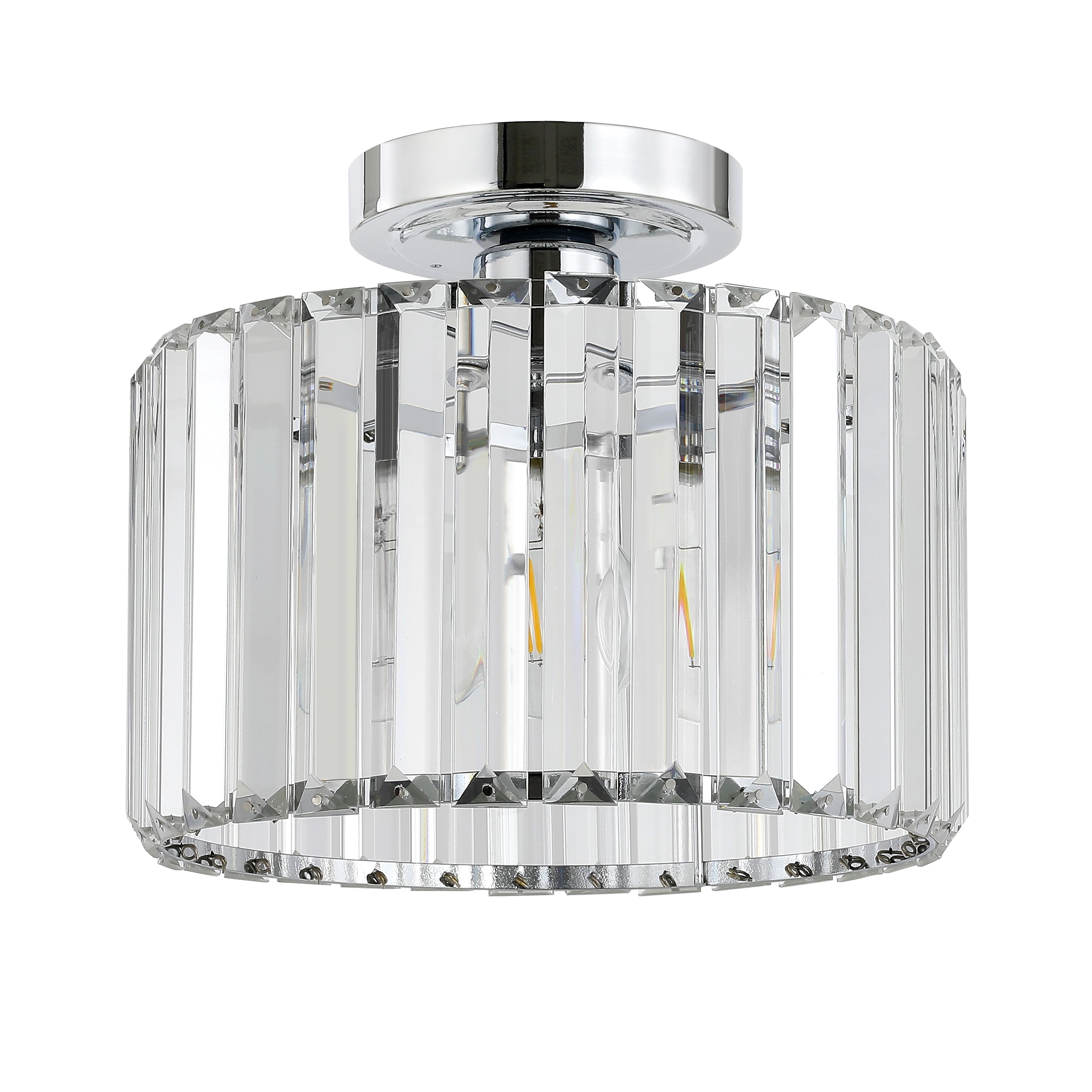GoodHome Antpitta Glass & metal Chrome effect LED Bathroom ceiling light