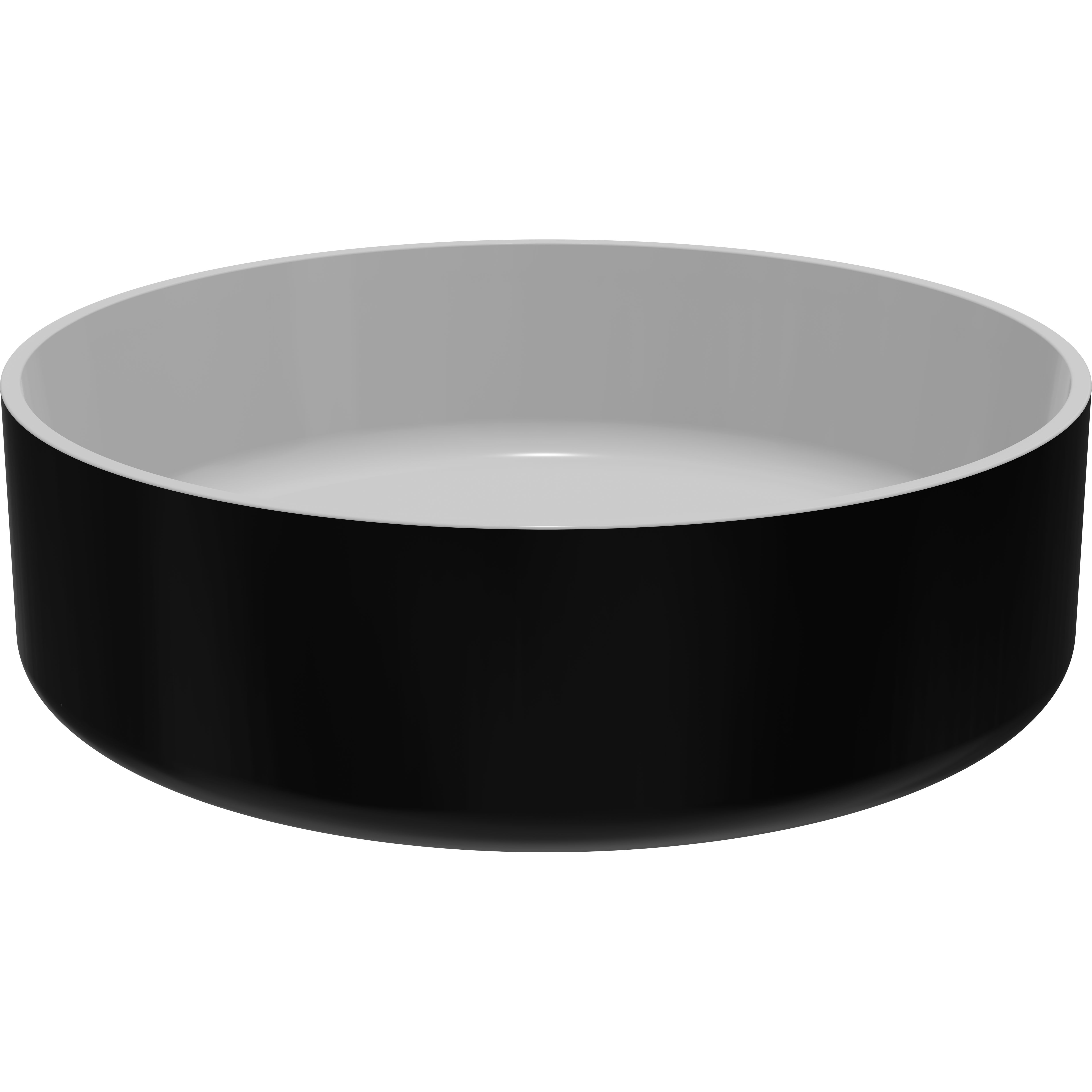 GoodHome APANAS Matt Black & white Round Counter top Basin (W)38cm