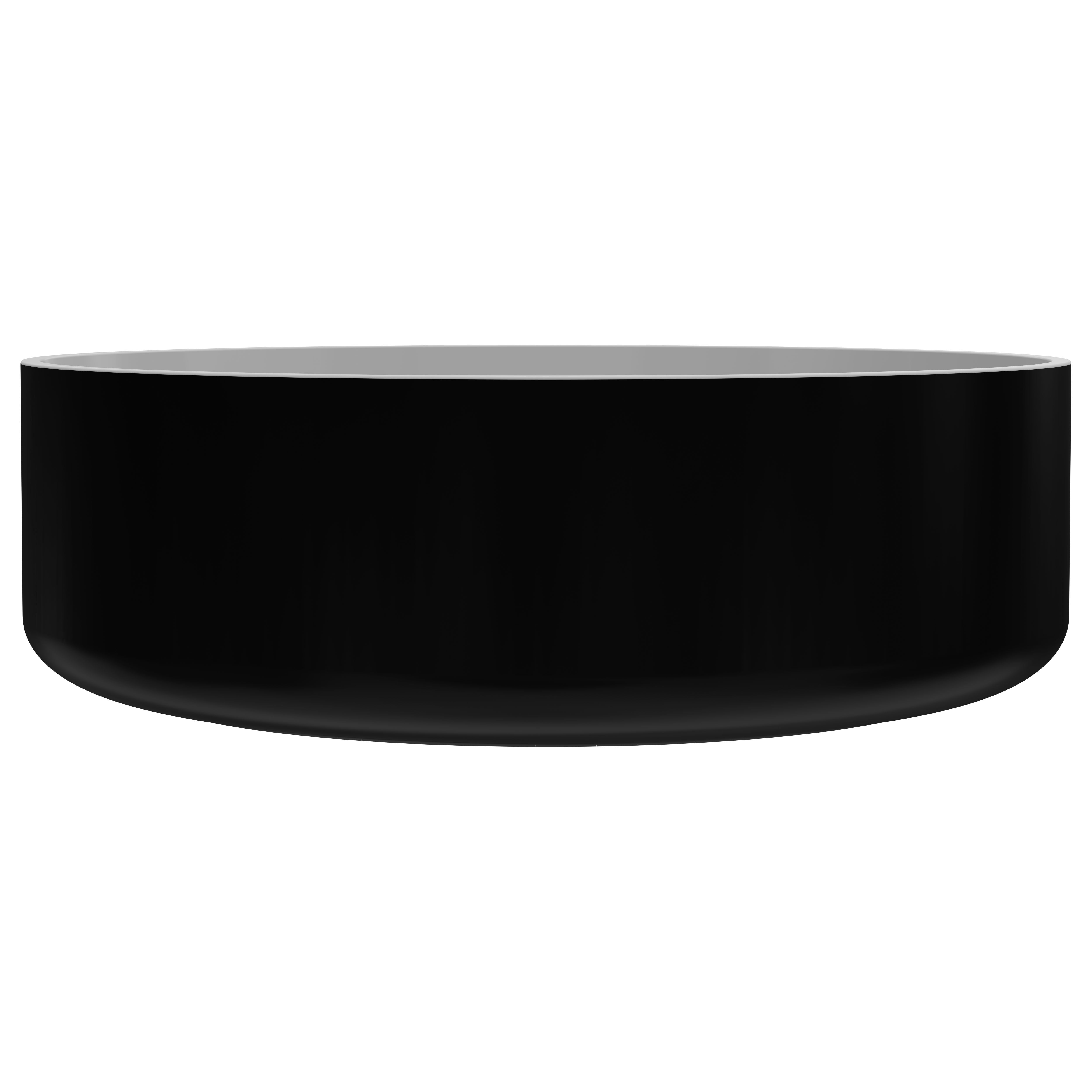 GoodHome APANAS Matt Black & white Round Counter top Basin (W)38cm