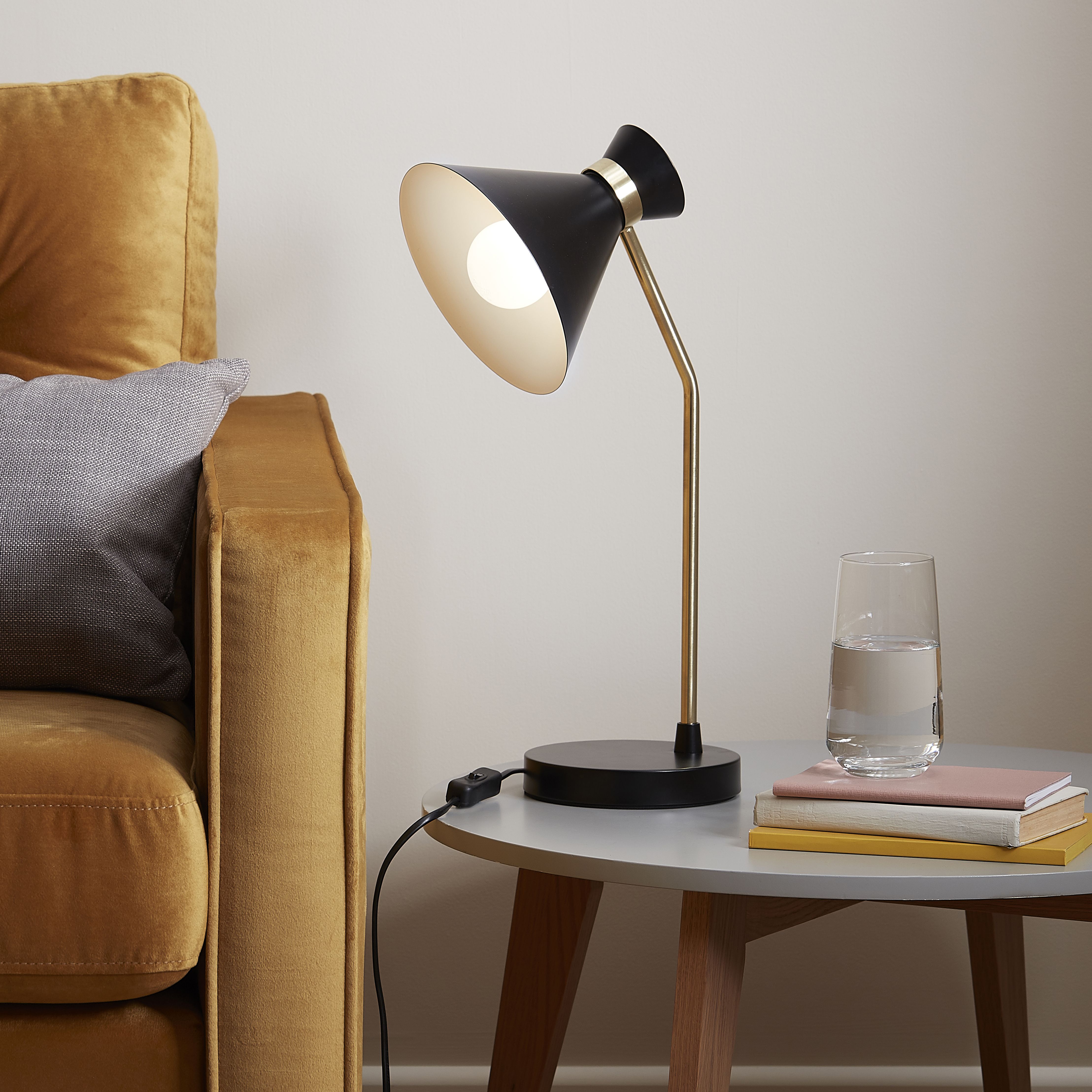 GoodHome Apennin Matt Black Table light