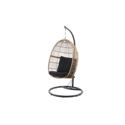 GoodHome Apolima Brown & ebony black Rattan effect Hanging egg chair