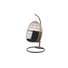 GoodHome Apolima Brown & ebony black Rattan effect Hanging egg chair