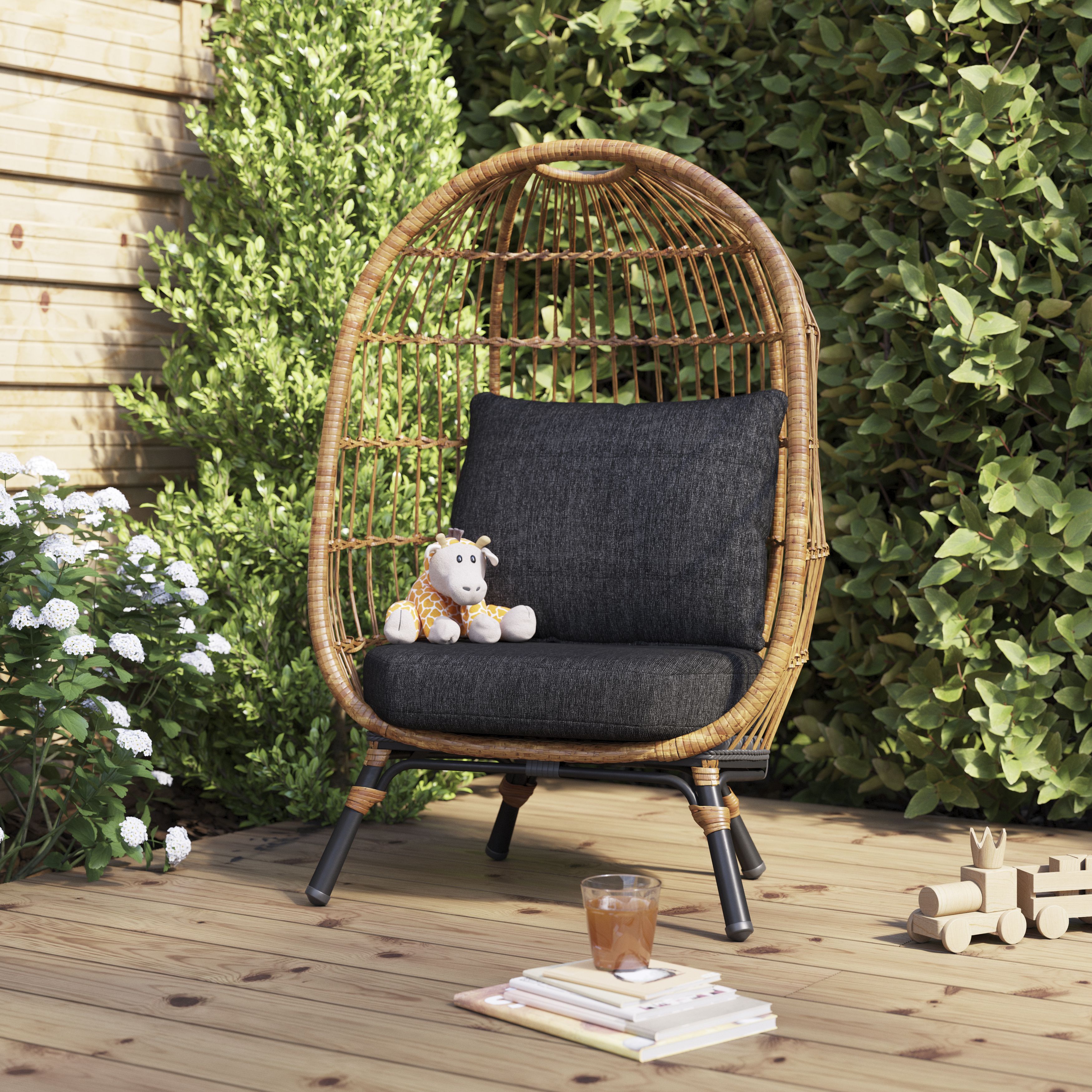 Brown wicker on sale egg chair