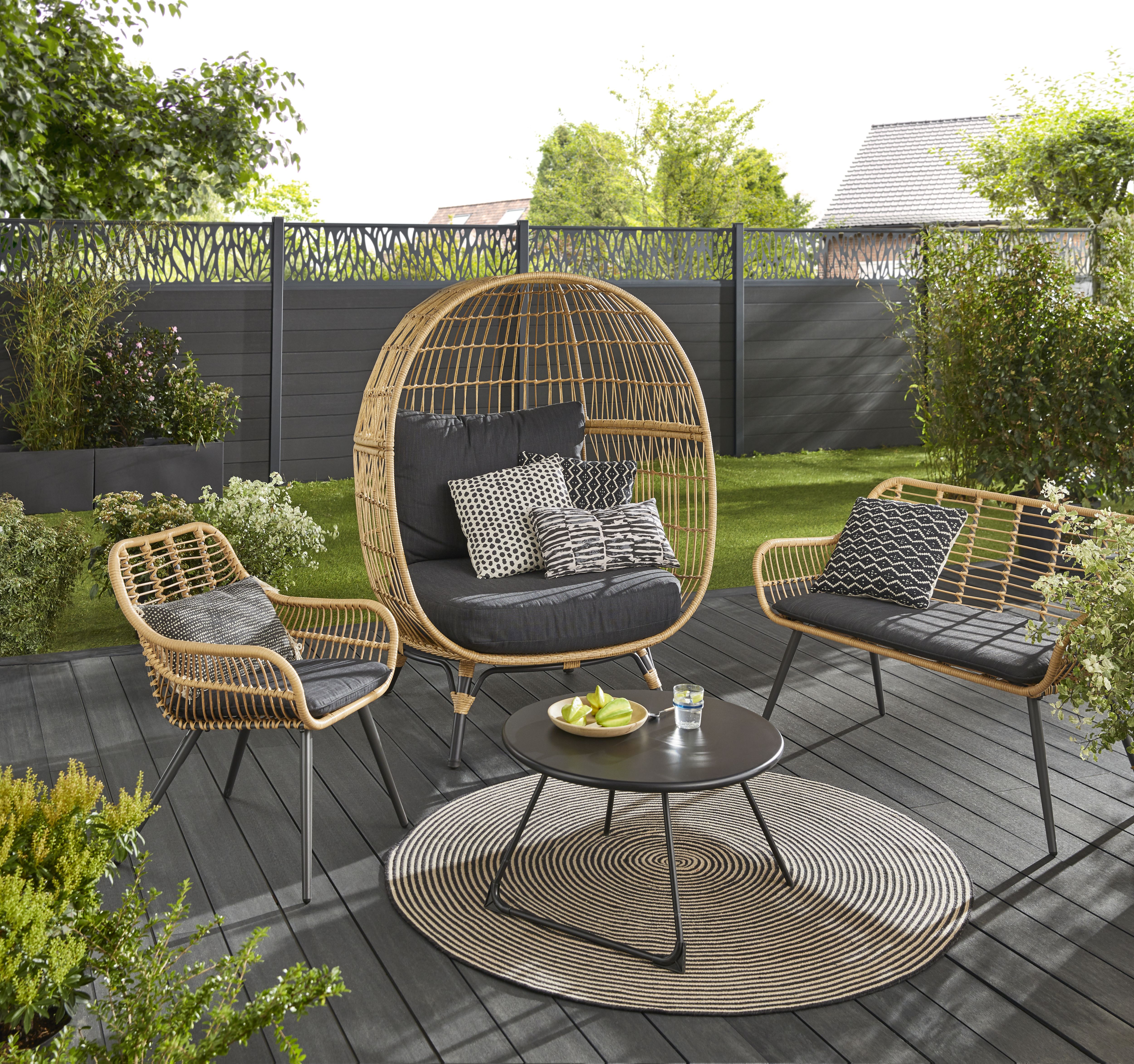 GoodHome Apolima Brown Rattan effect Egg Chair