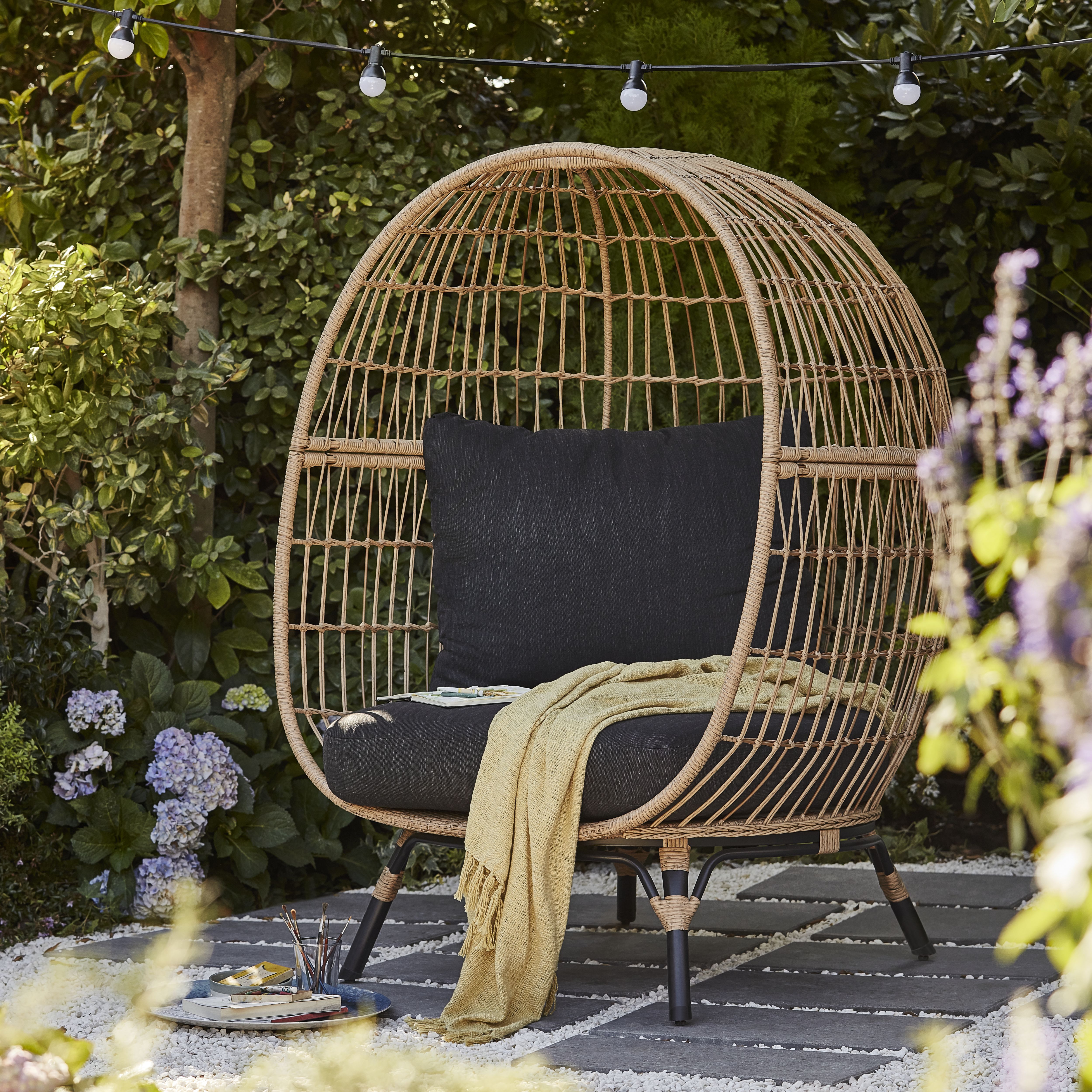 GoodHome Apolima Brown Rattan effect Egg Chair