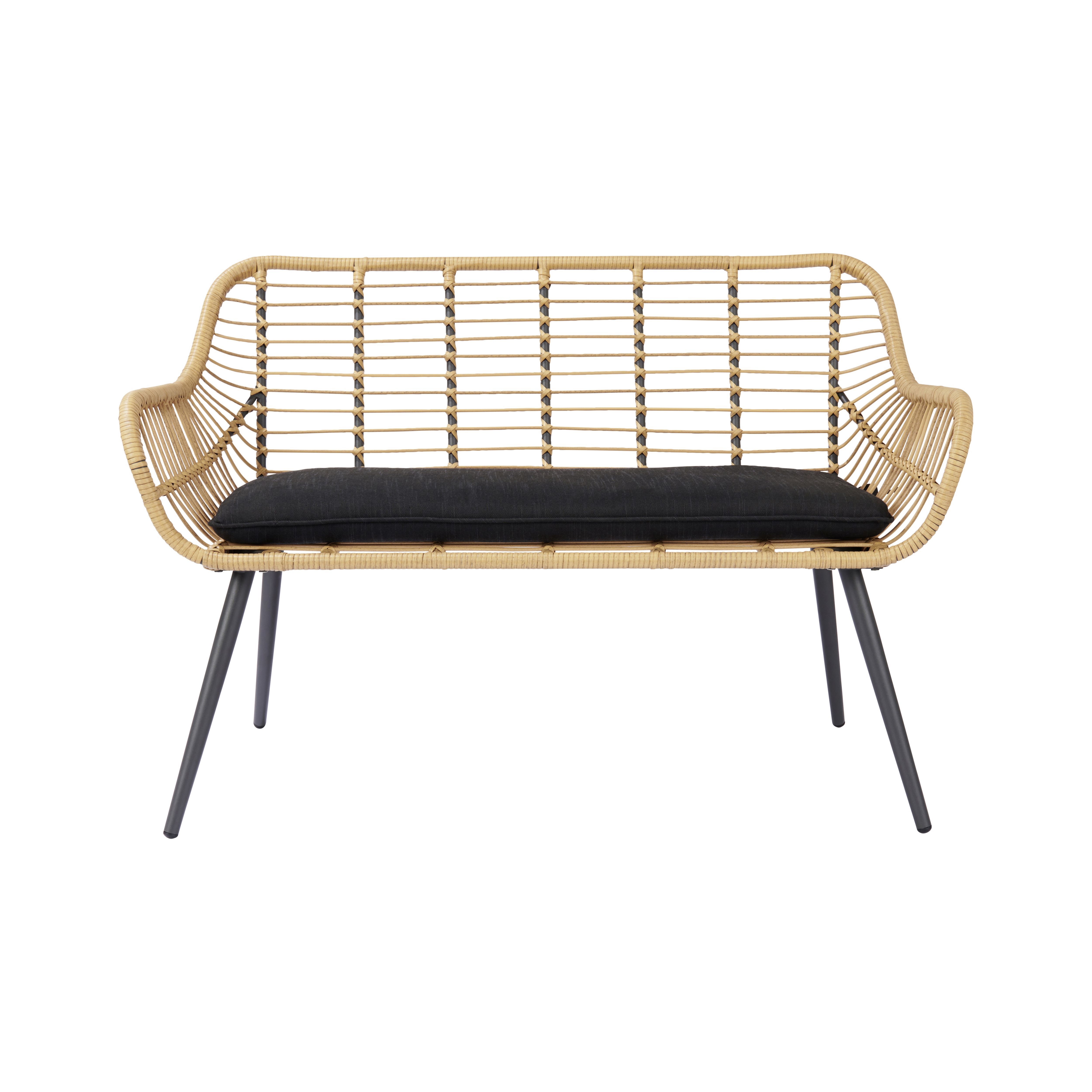 GoodHome Apolima Rattan effect Bench 120cm W 81cm H Tradepoint