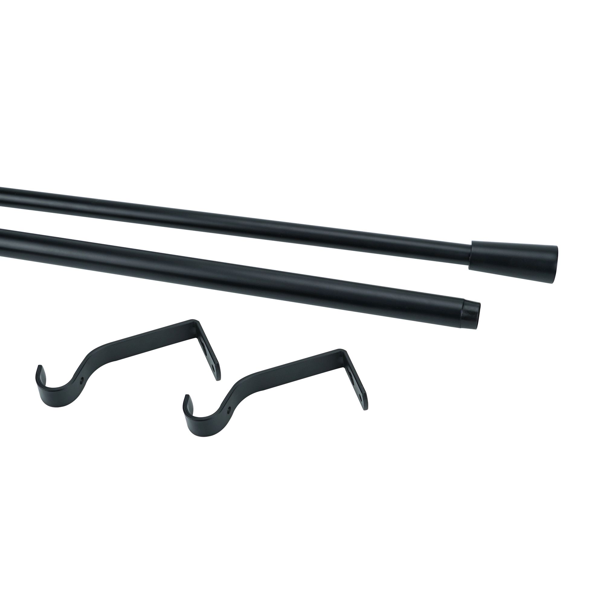 GoodHome Araxos Matt Black Extendable Cone Single curtain pole set, (L)2000mm-3300mm (Dia)19mm