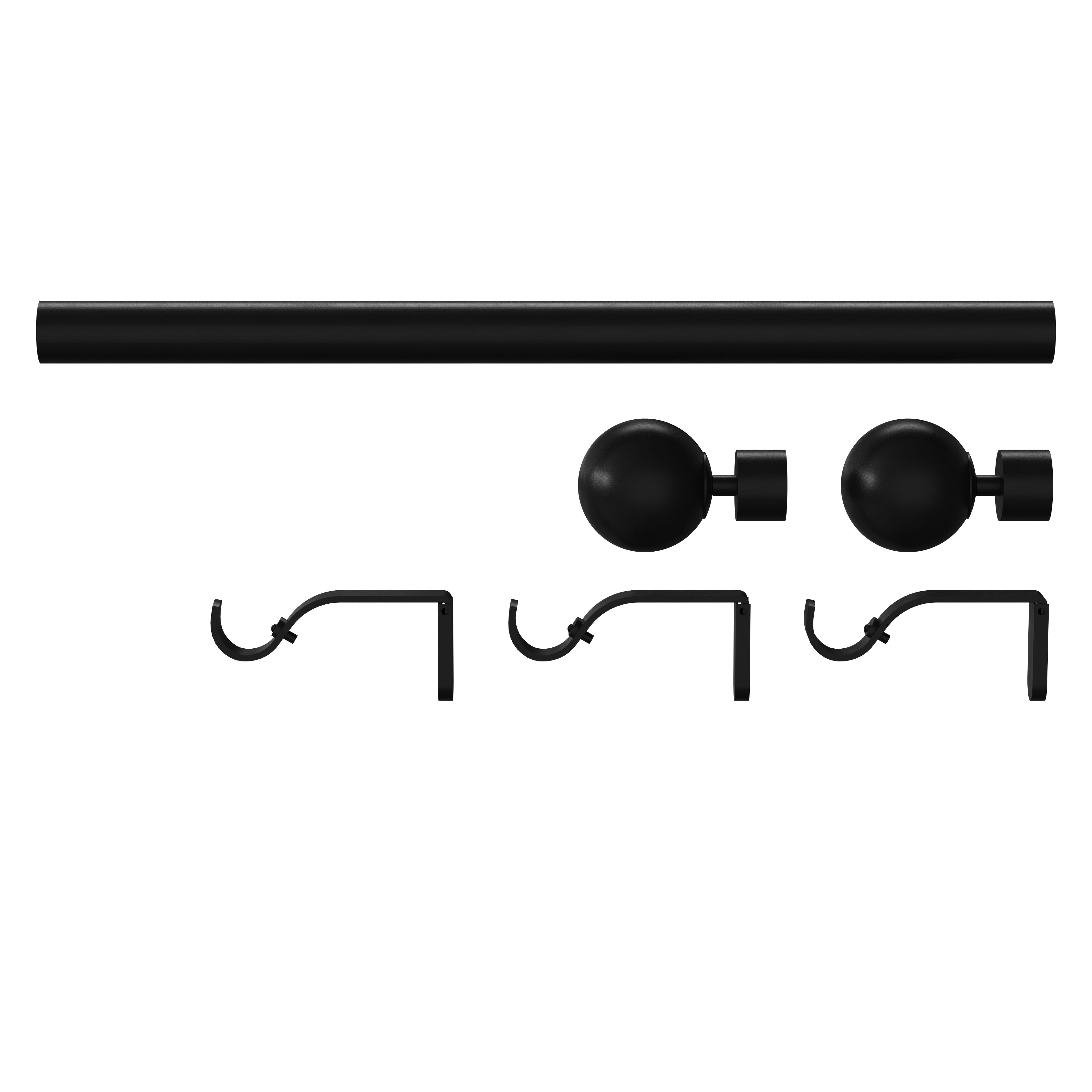 GoodHome Araxos Matt Extendable Ball Single curtain pole set Set, (L)1200mm-2100mm (Dia)28mm