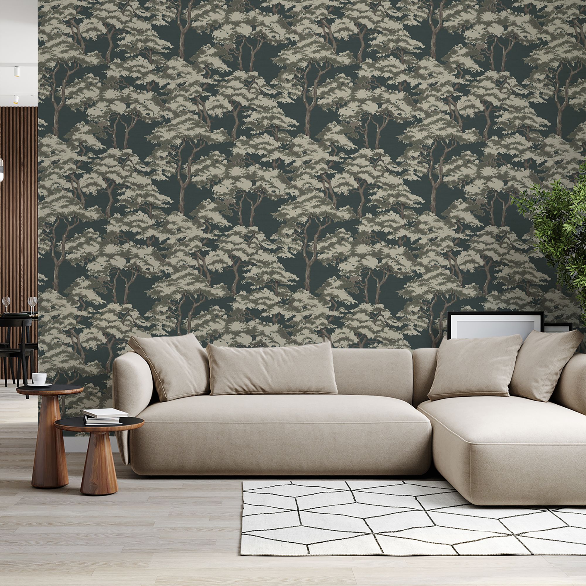 GoodHome Arbelos Green Trees Embossed Wallpaper