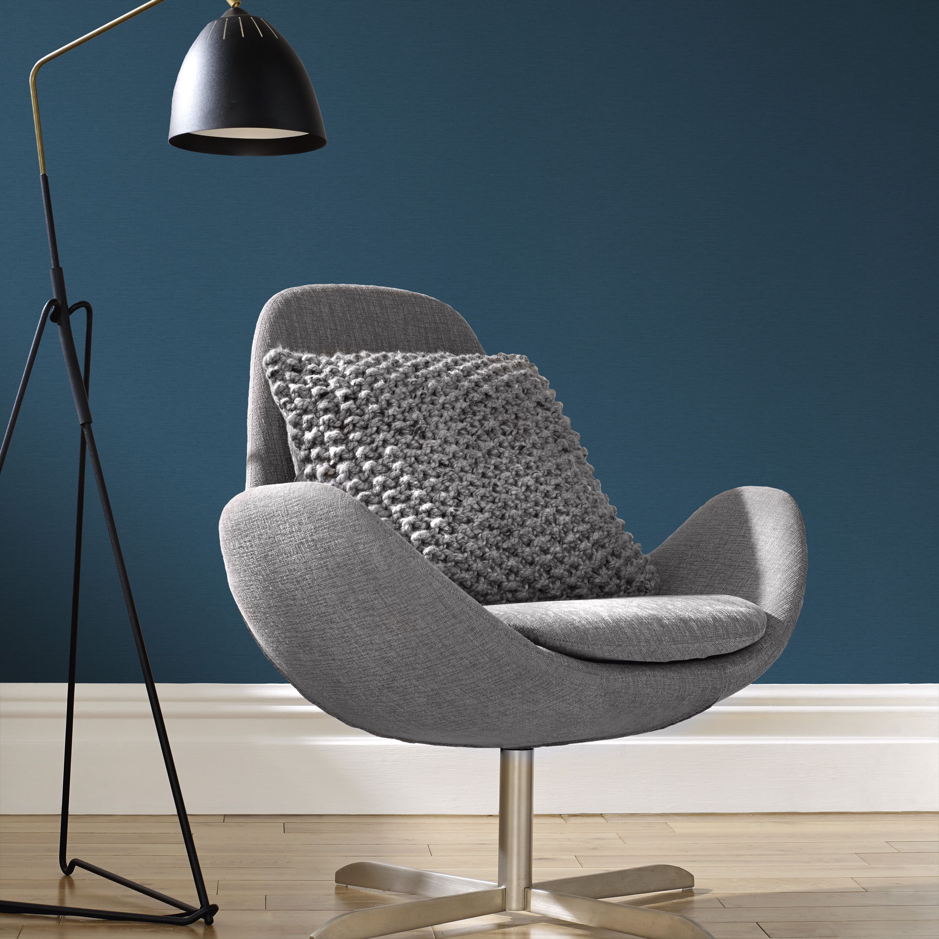 GoodHome Arceau Navy Fabric effect Textured Wallpaper