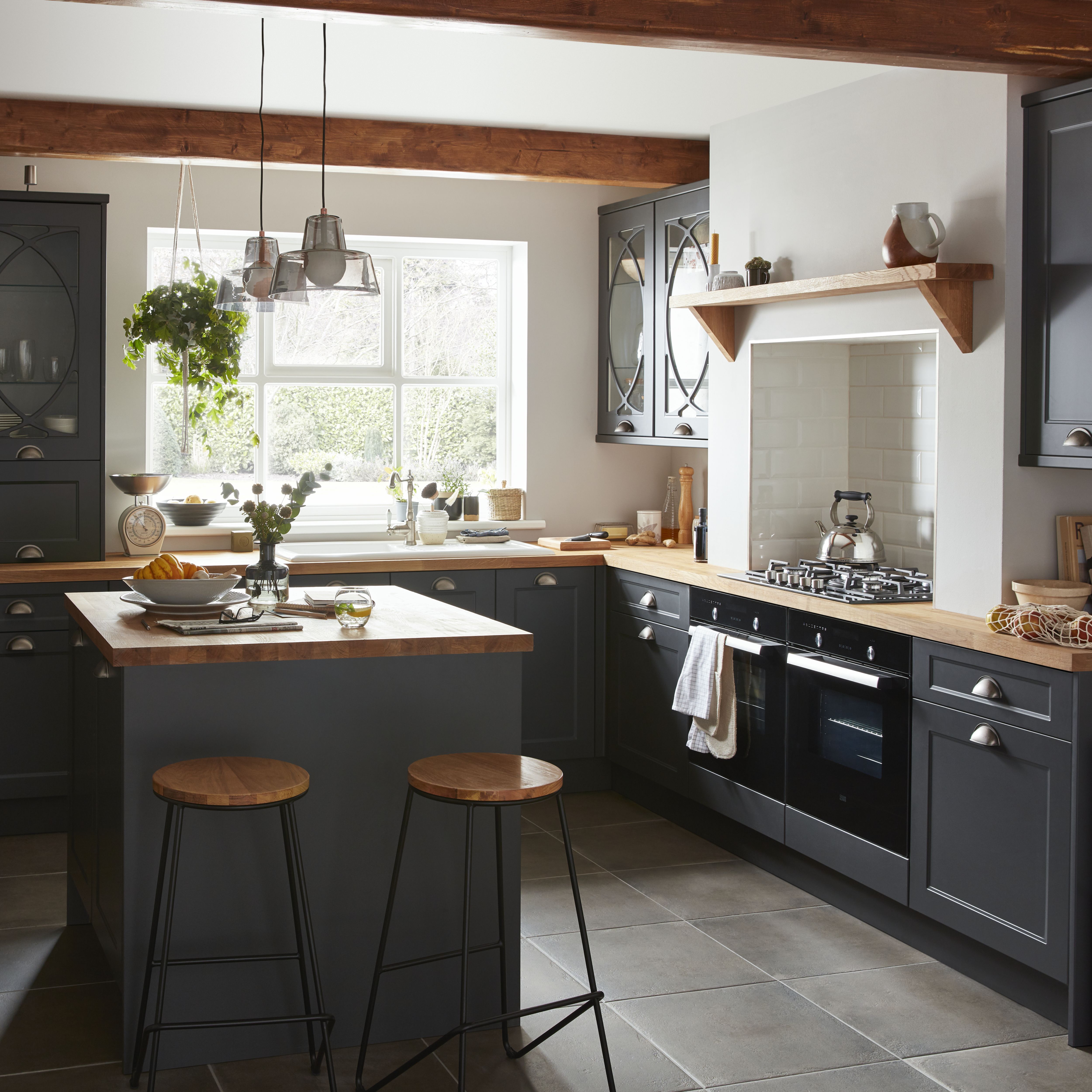 GoodHome Artemisia Graphite Square edge Plinth, (L)2400mm