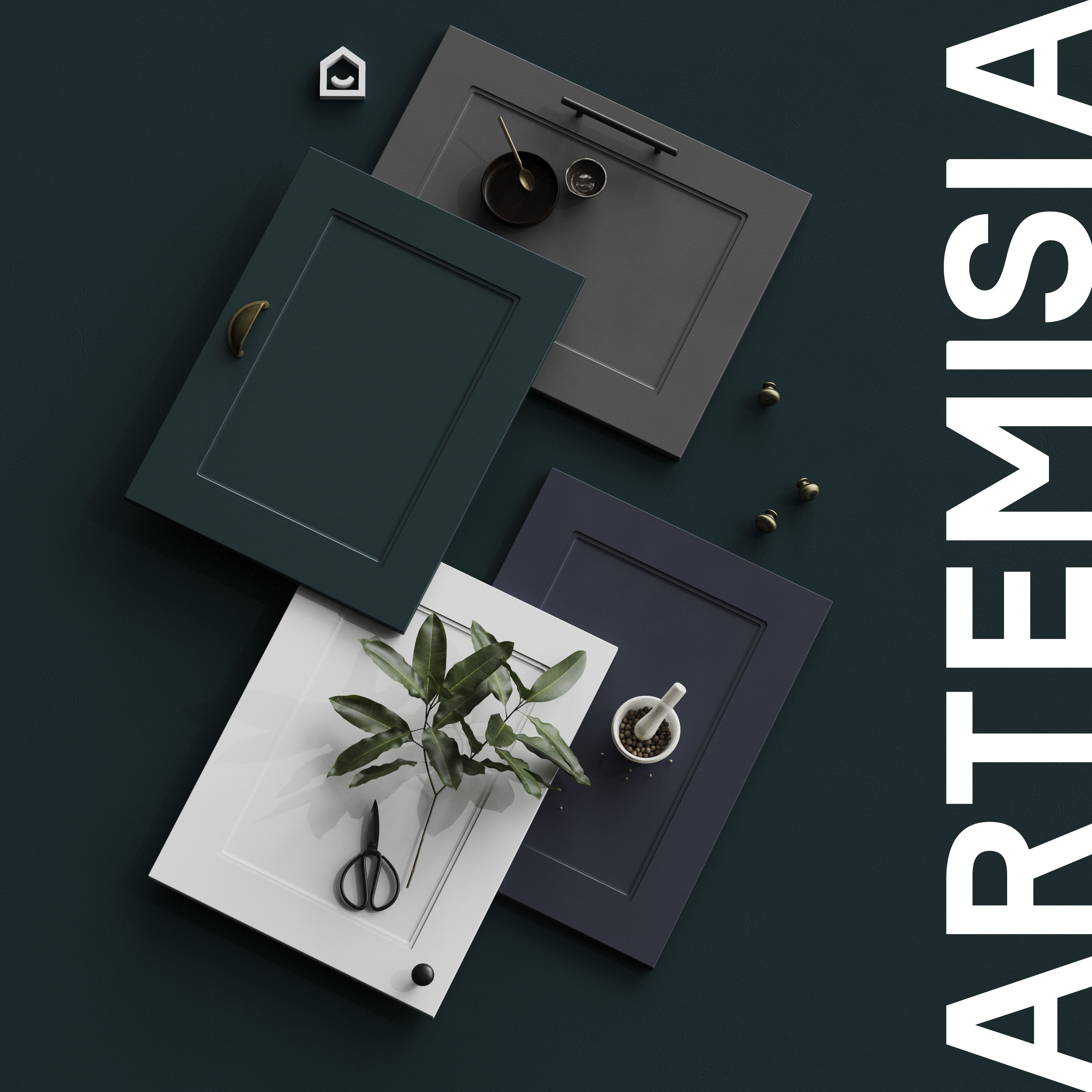 GoodHome Artemisia Innovo handleless matt graphite classic shaker Standard Corner post, (W)34mm (H)895mm