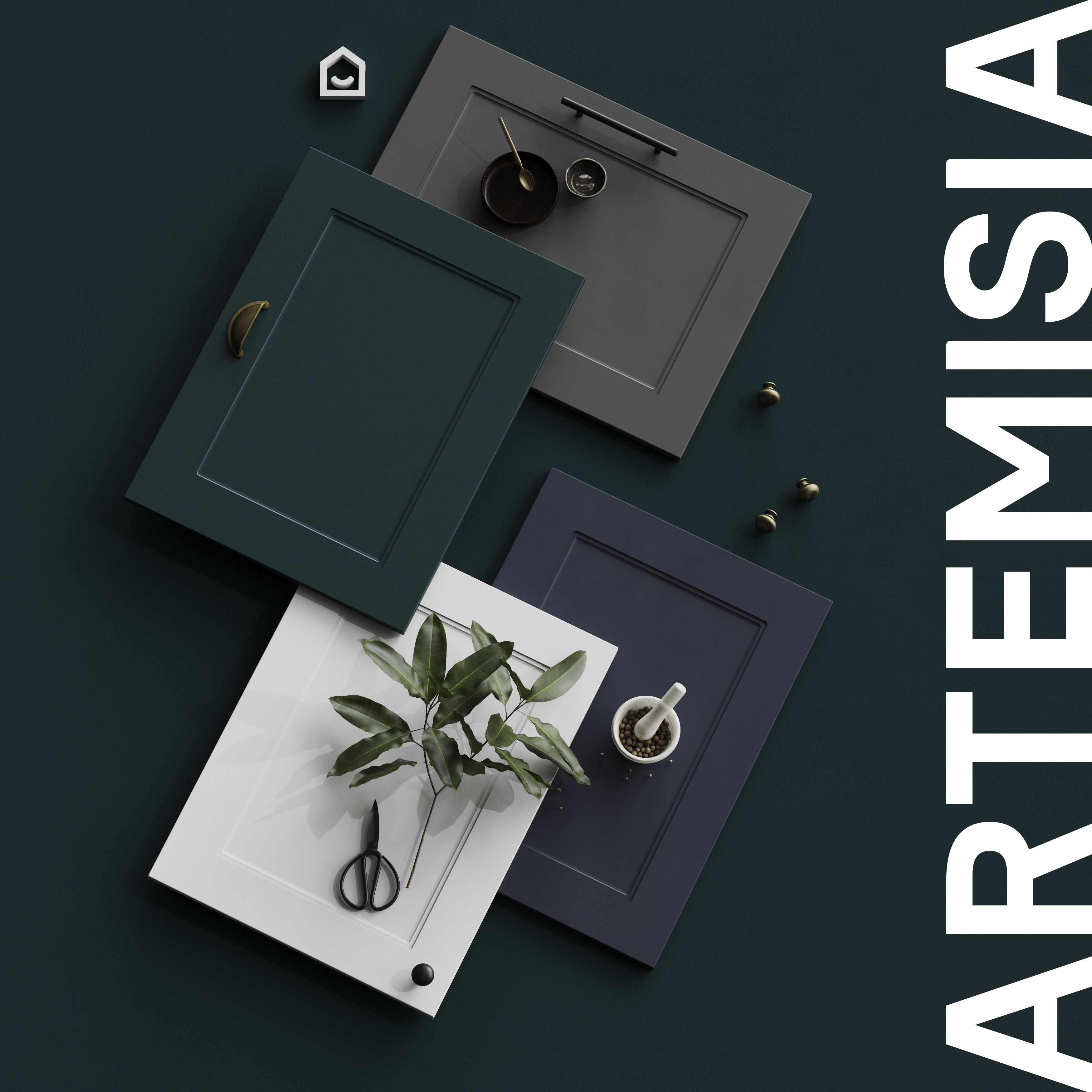 GoodHome Artemisia Innovo handleless Matt graphite Shaker 2 drawer front, bridging door & bi-fold door 1000mm