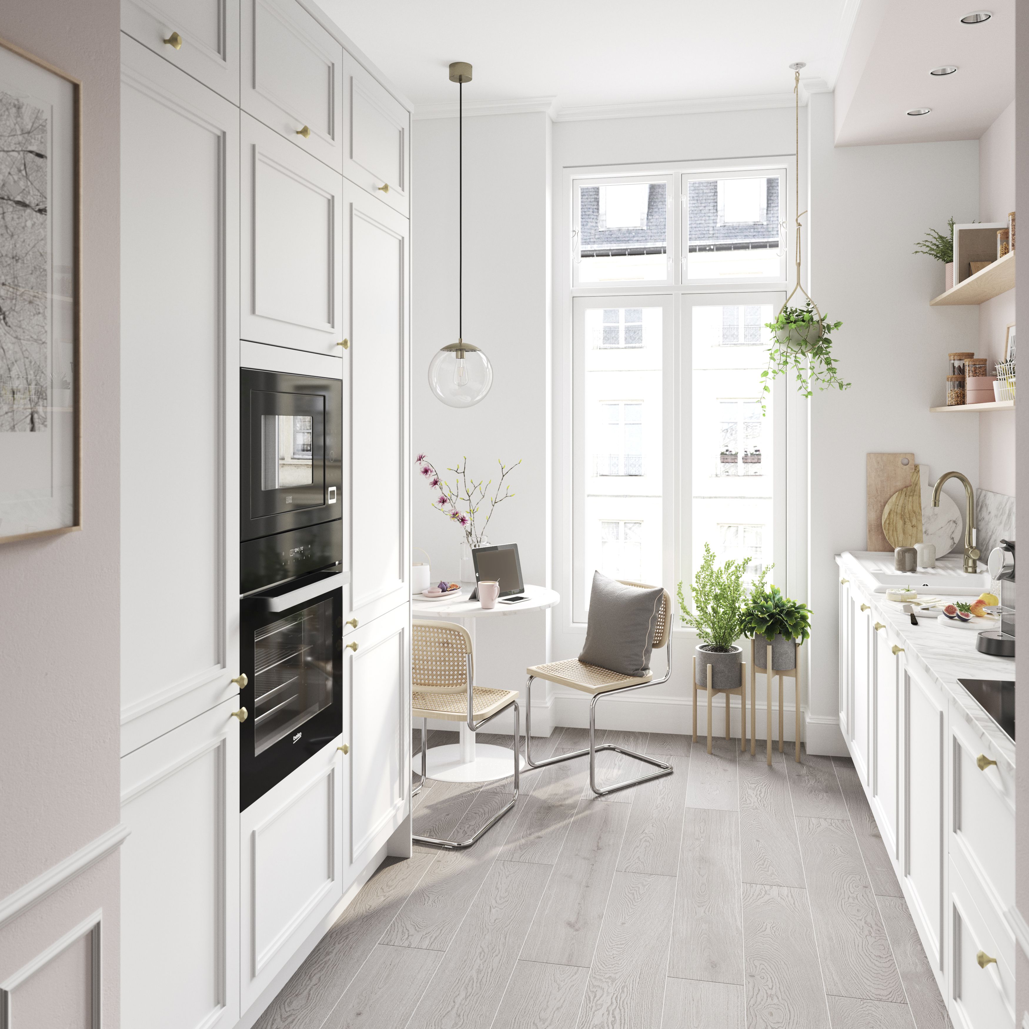 GoodHome Artemisia Innovo handleless Matt white Shaker 2 drawer front, bridging door & bi-fold door 1000mm