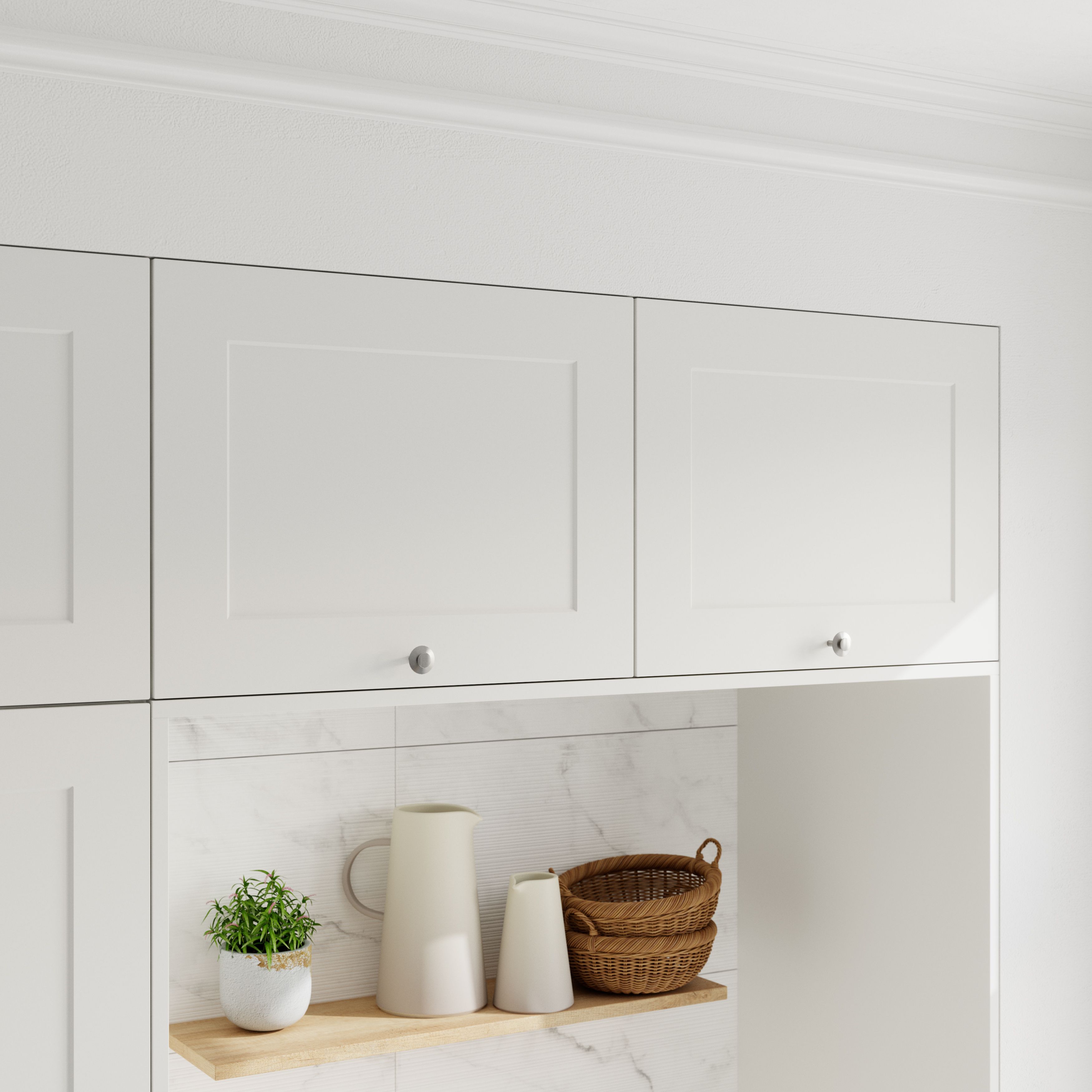 GoodHome Artemisia Innovo handleless Matt white Shaker 2 drawer front, bridging door & bi-fold door 1000mm