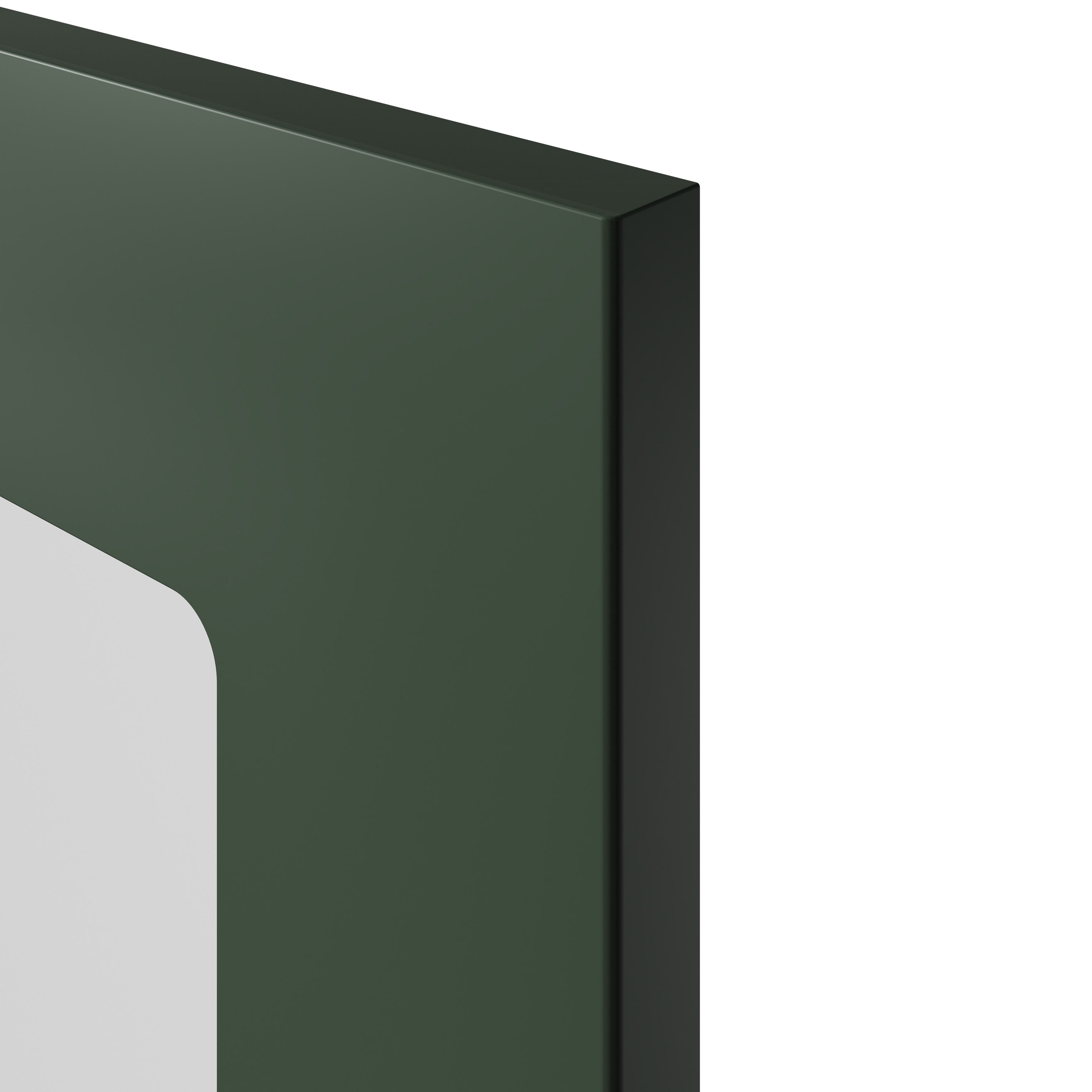 GoodHome Artemisia Matt dark green Glazed Tall glazed Cabinet door (W)300mm (H)895mm (T)18mm