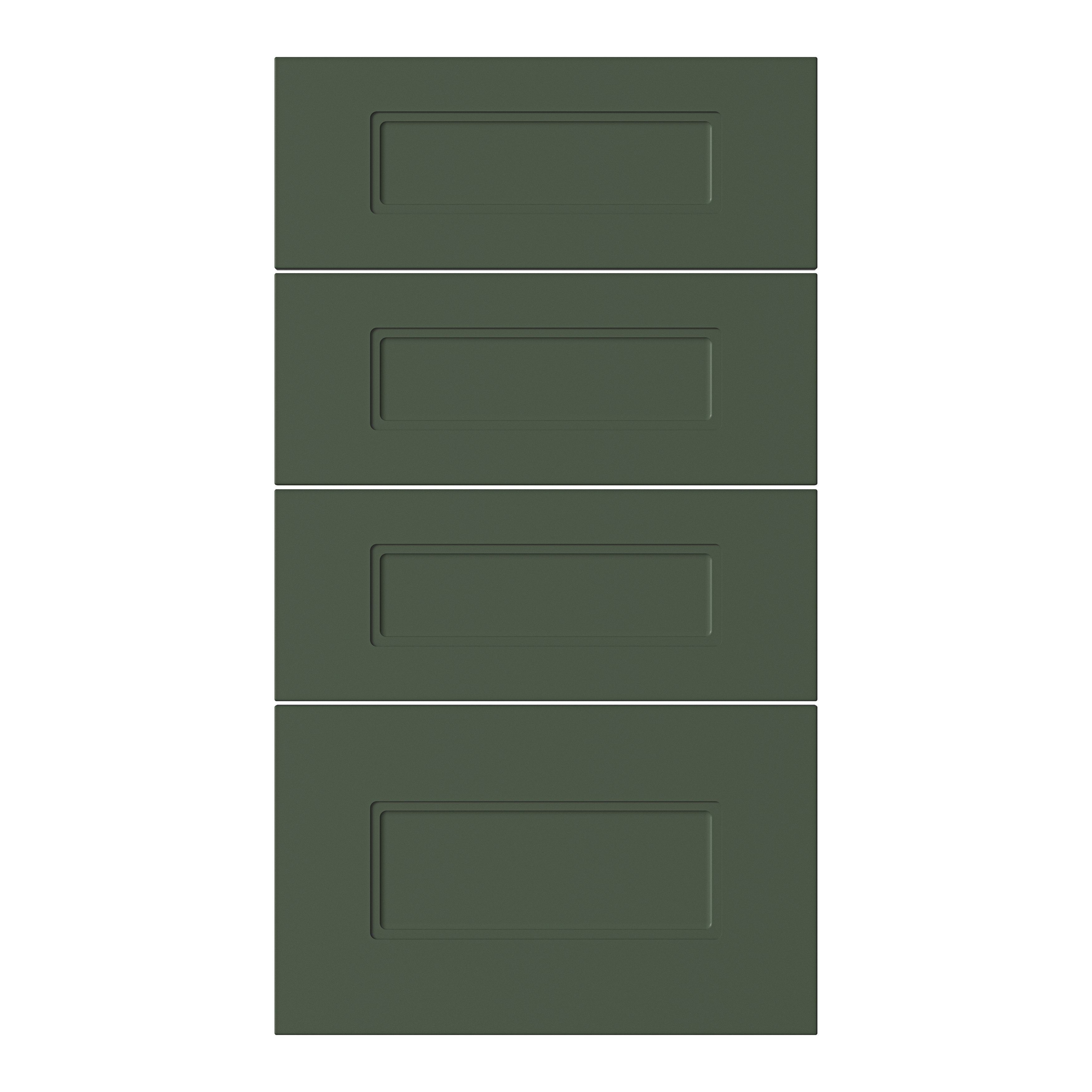 GoodHome Artemisia Matt dark green shaker Drawer front (W)400mm, Pack of 4