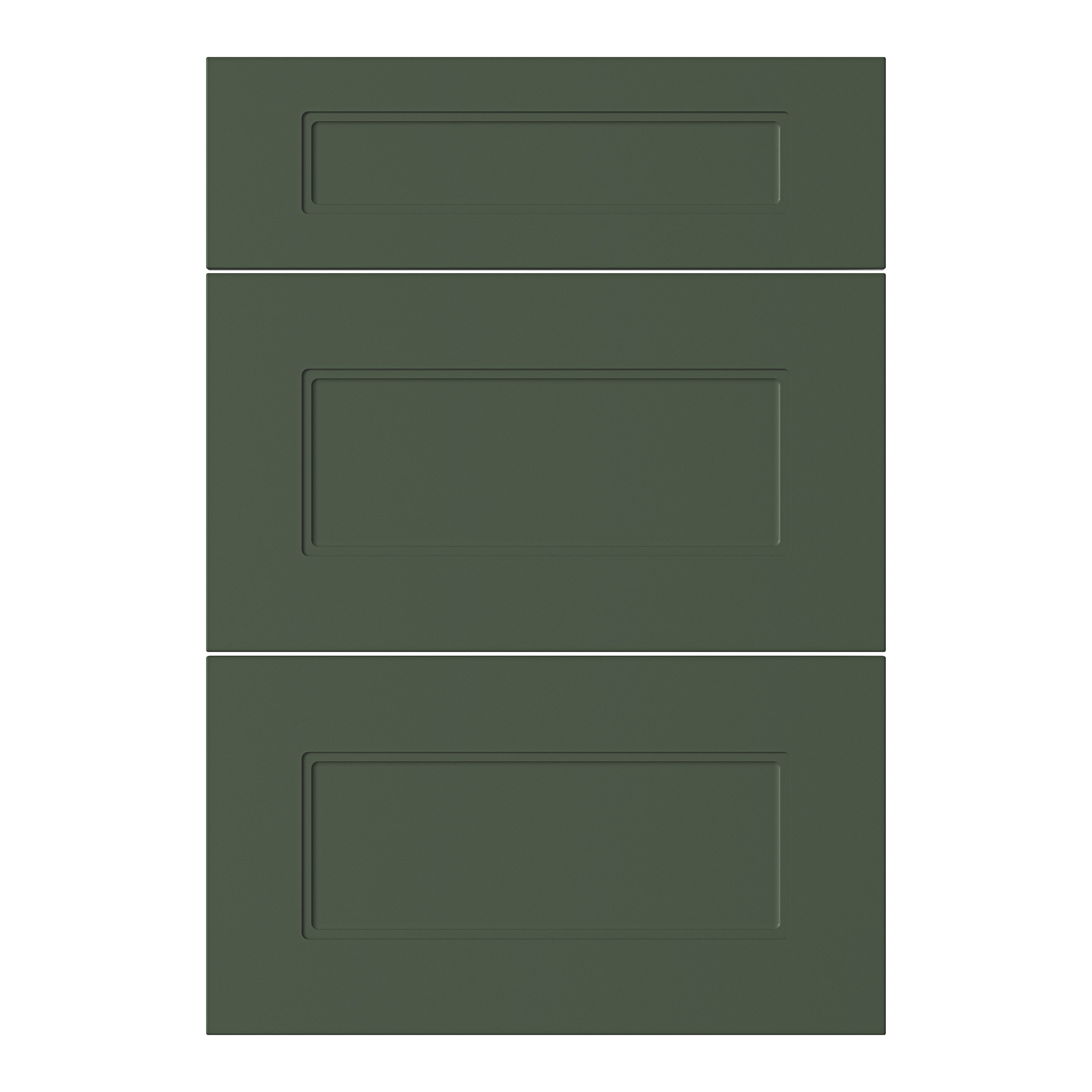GoodHome Artemisia Matt dark green shaker Drawer front (W)500mm, Pack of 3