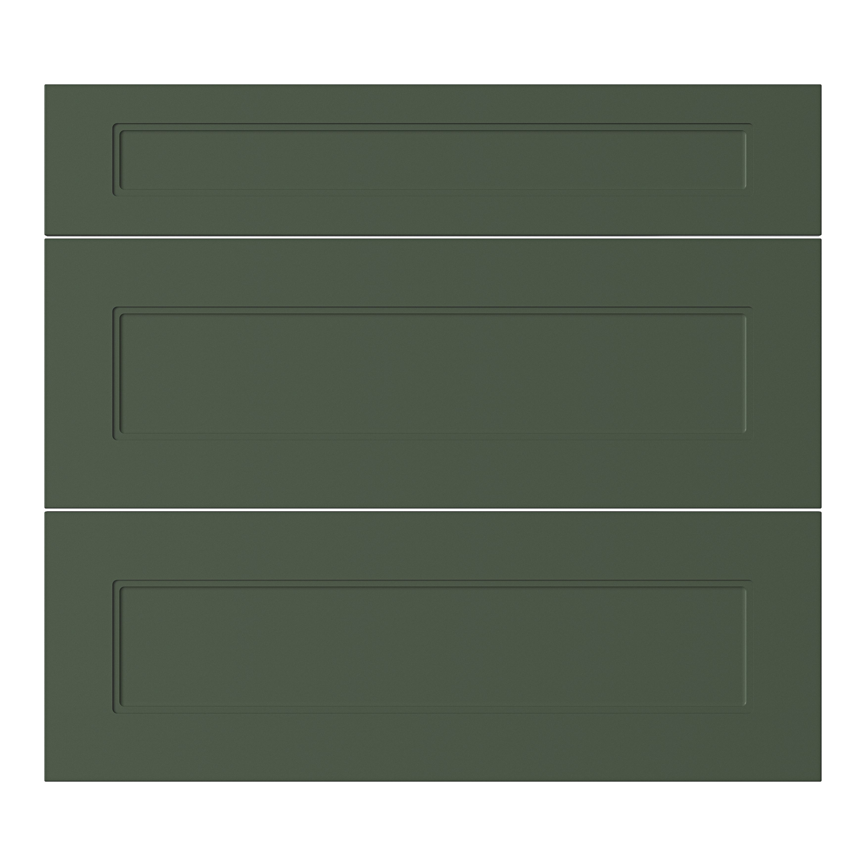 GoodHome Artemisia Matt dark green shaker Drawer front (W)800mm, Pack of 3
