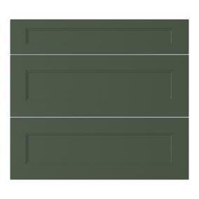GoodHome Artemisia Matt dark green shaker Drawer front (W)800mm, Pack of 3
