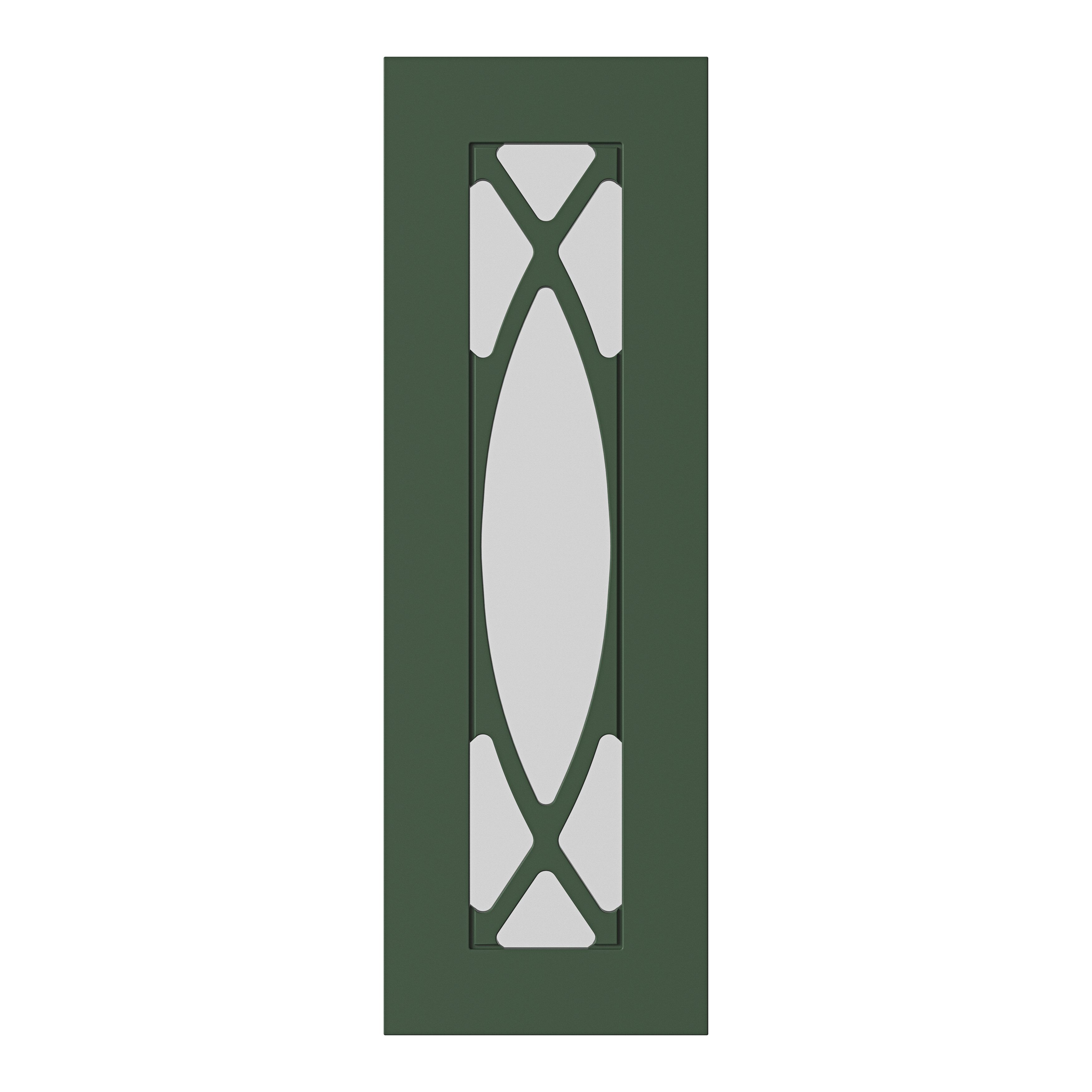 GoodHome Artemisia Matt dark green shaker Tall glazed Cabinet door (W)300mm (H)895mm (T)18mm