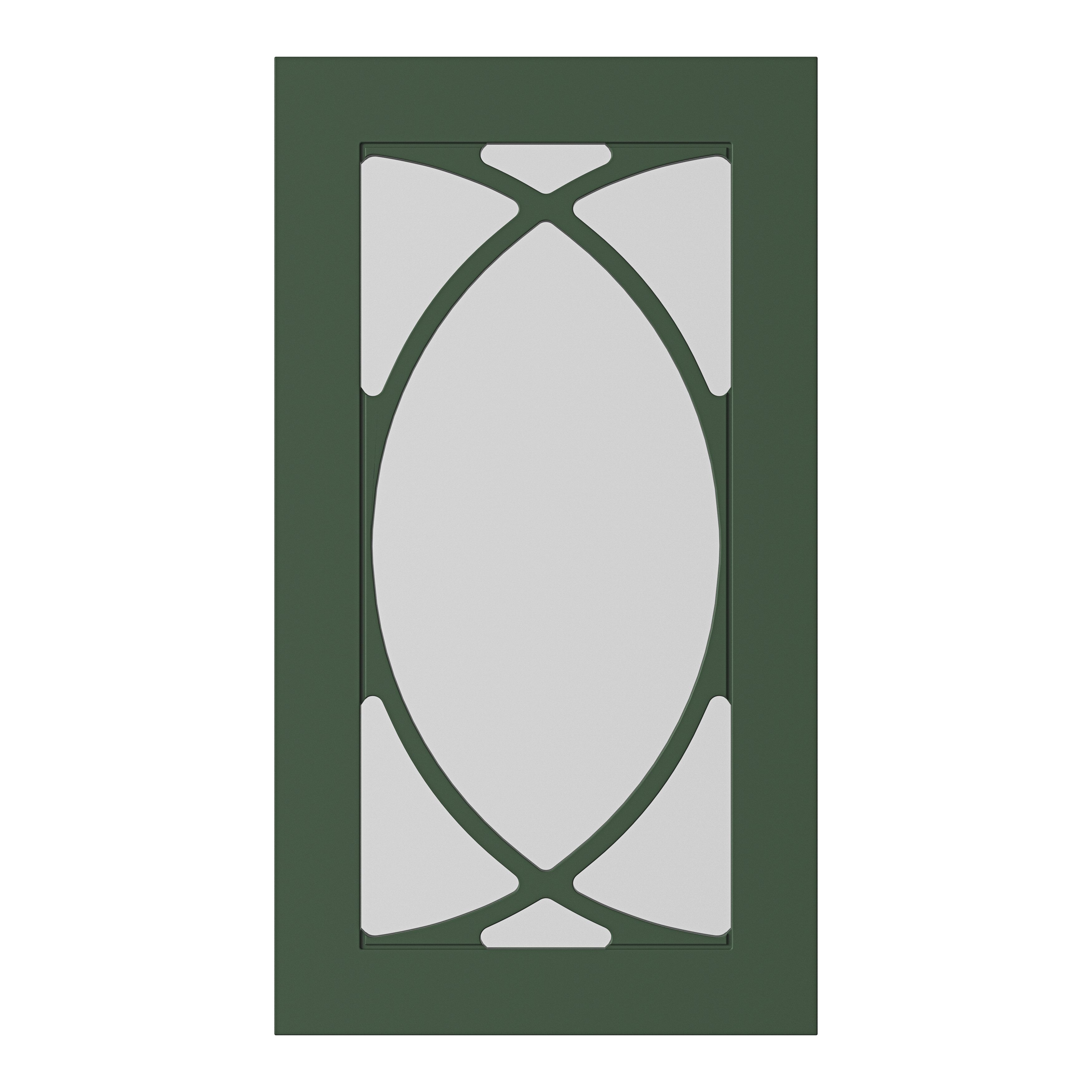 GoodHome Artemisia Matt dark green shaker Tall glazed Cabinet door (W)500mm (H)895mm (T)18mm