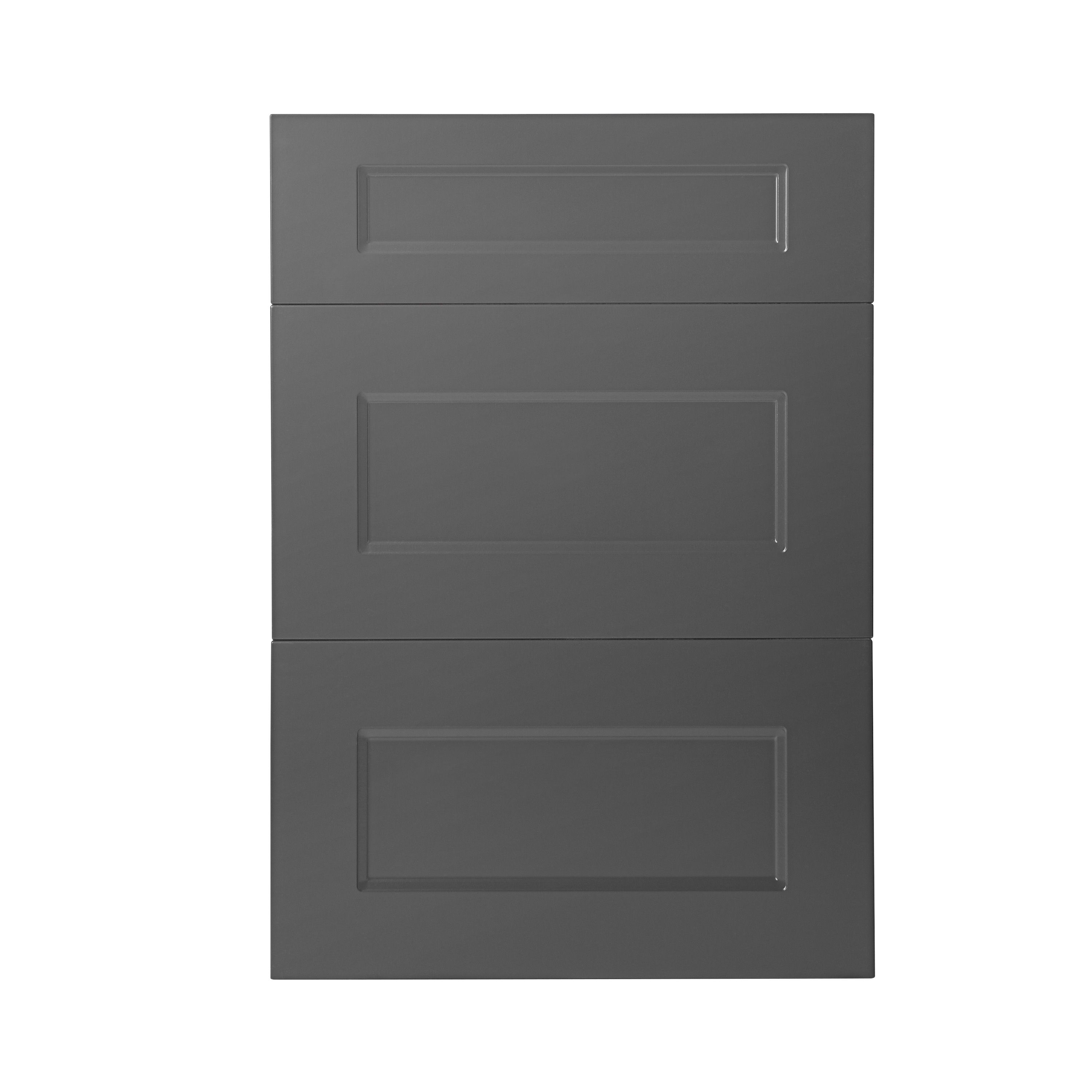 GoodHome Artemisia Matt graphite classic shaker Drawer front (W)500mm, Pack of 3