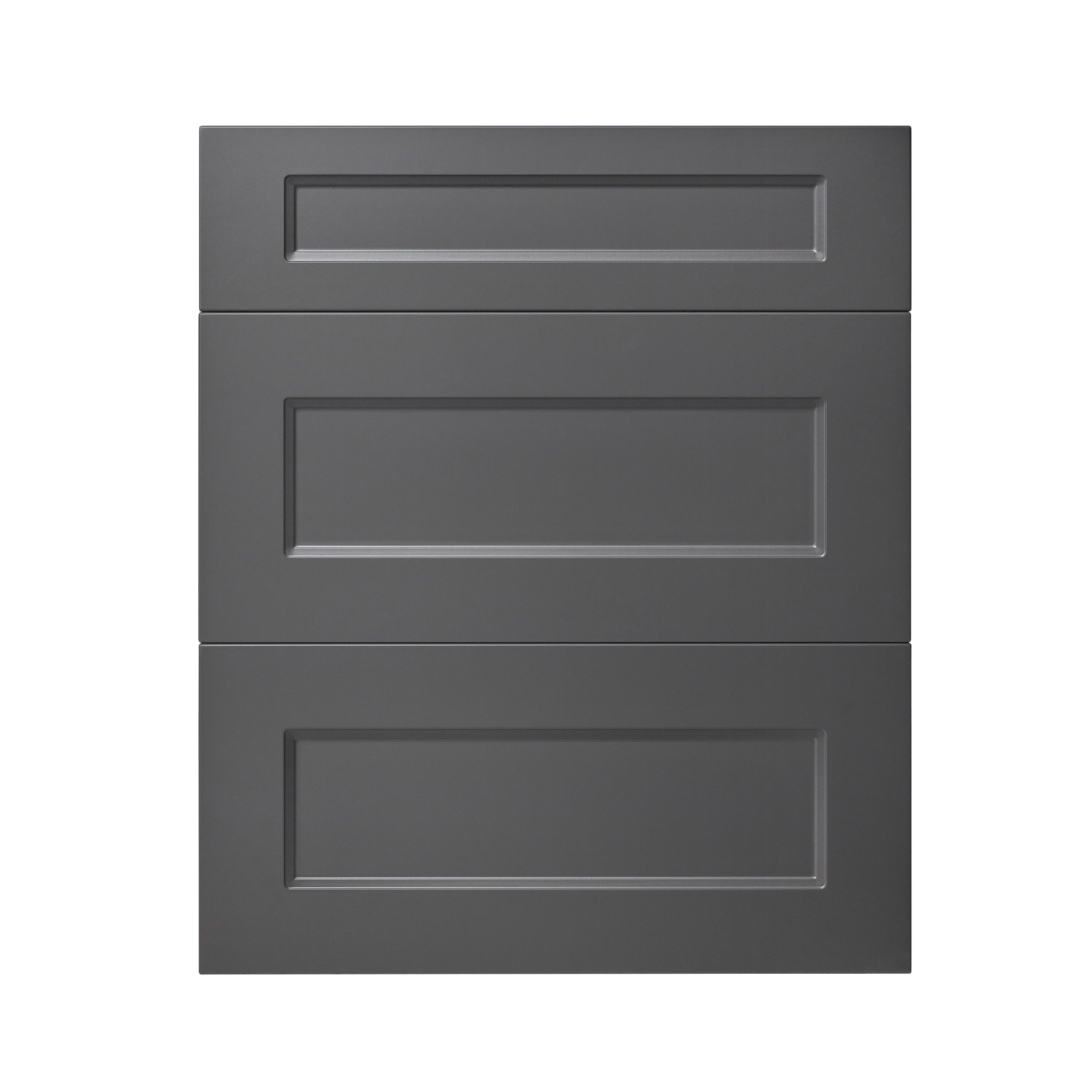 GoodHome Artemisia Matt graphite classic shaker Drawer front (W)600mm, Pack of 3