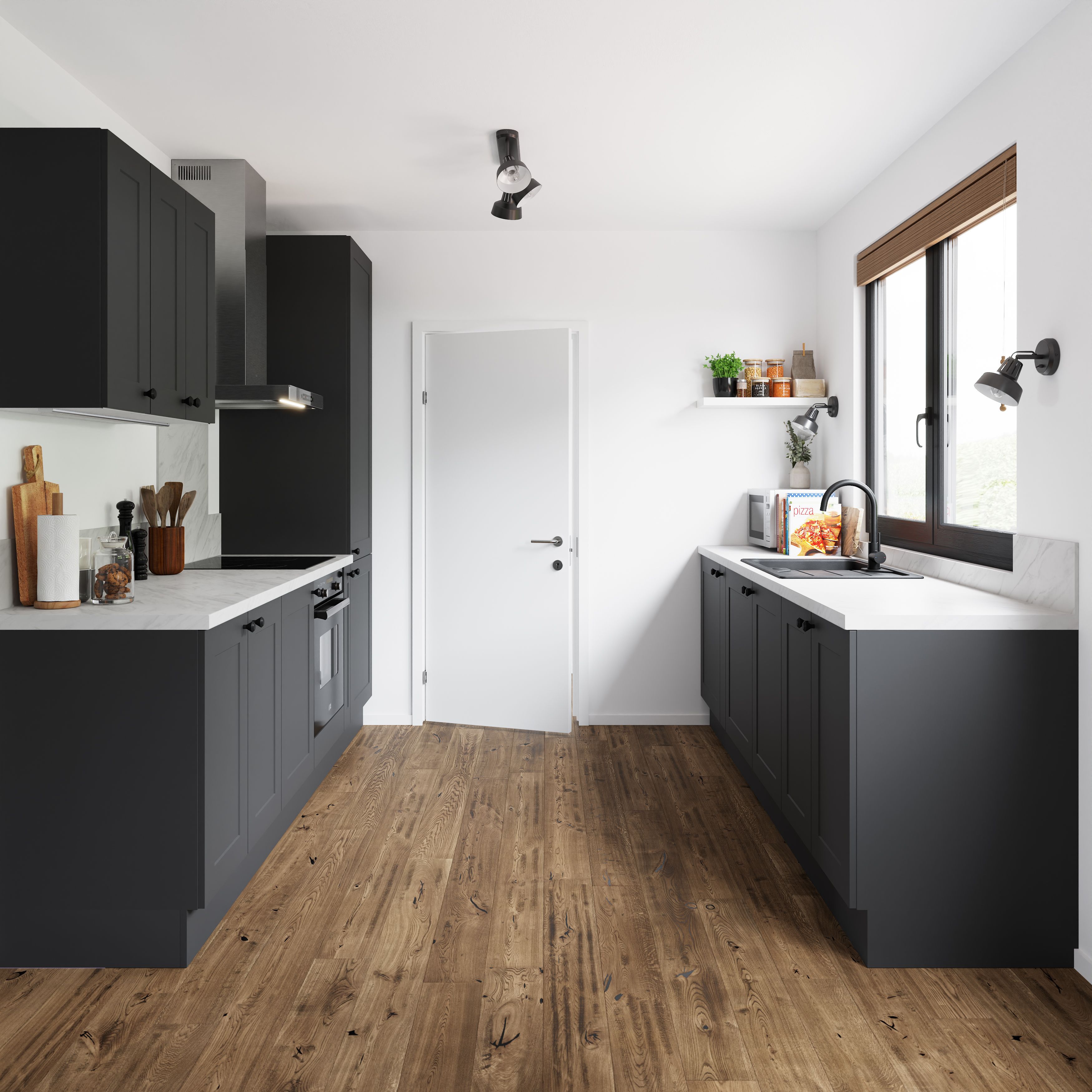 GoodHome Artemisia Matt graphite classic shaker Highline Cabinet door (W)500mm (H)715mm (T)18mm