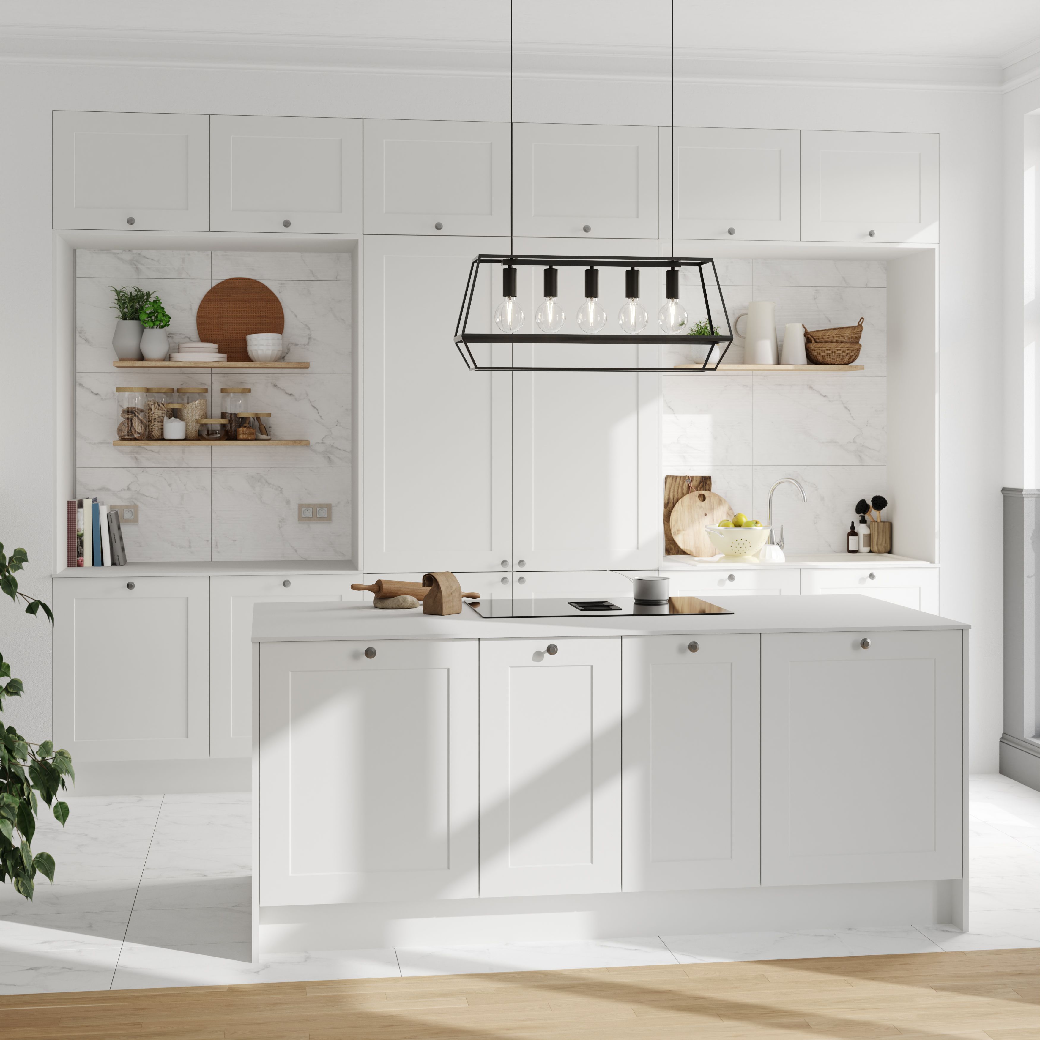 GoodHome Artemisia Matt white classic shaker Highline Cabinet door (W)500mm (H)715mm (T)18mm