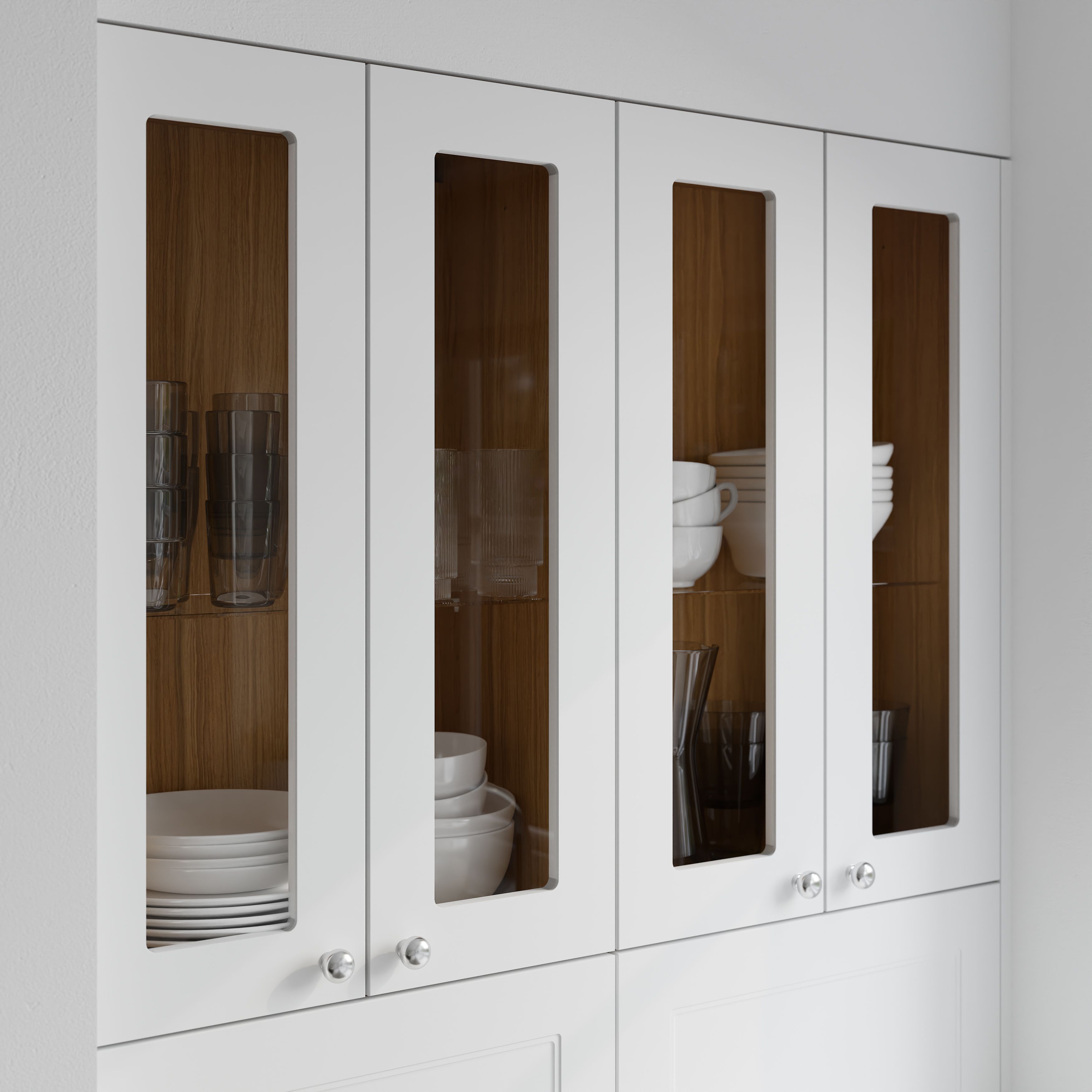 GoodHome Artemisia Matt white Glazed Tall glazed Cabinet door (W)300mm (H)895mm (T)18mm