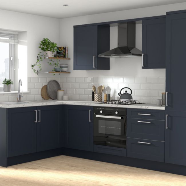 GoodHome Artemisia Midnight blue classic shaker Base Kitchen cabinet (W)1000mm (H)720mm