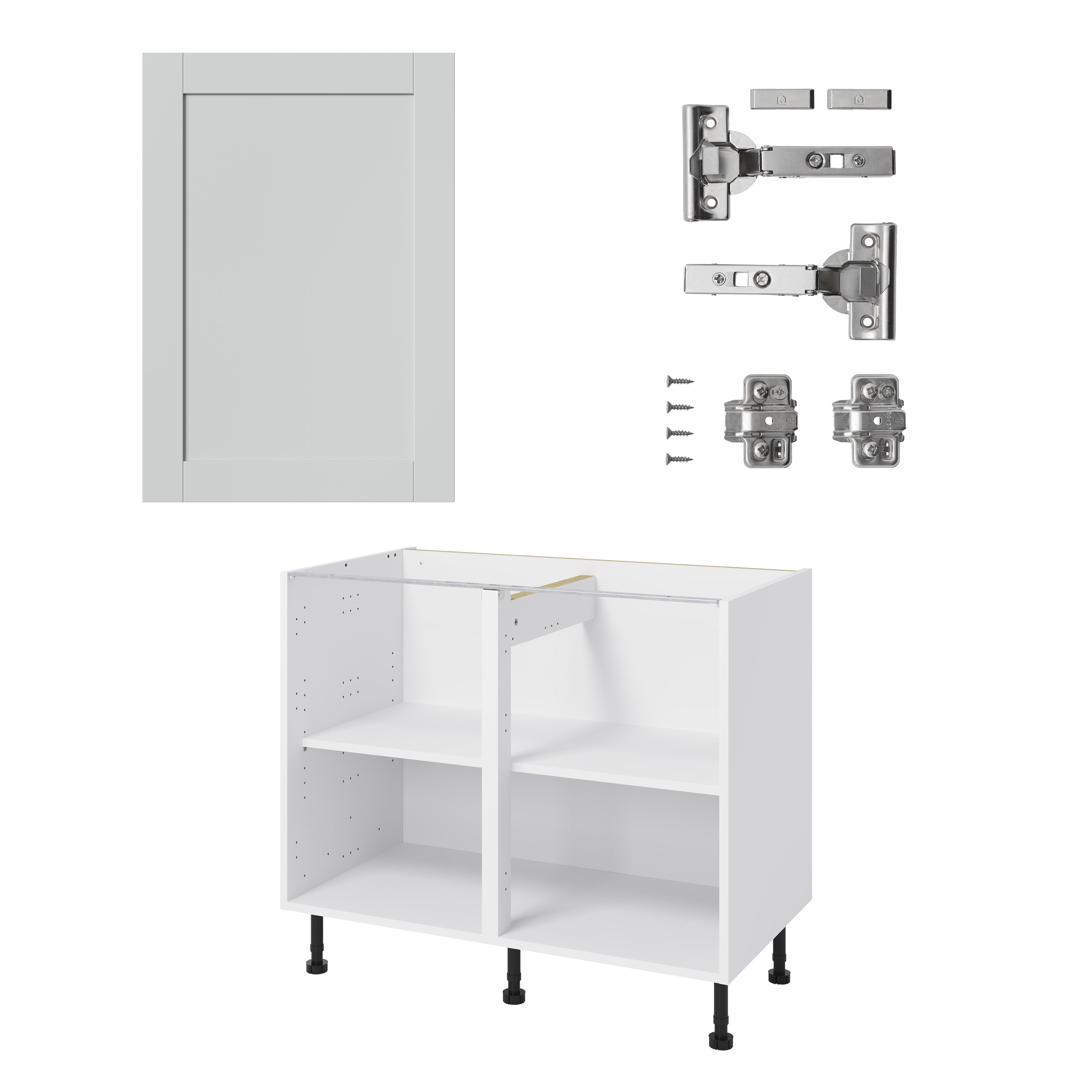GoodHome Ashmead Matt dove grey Base Kitchen cabinet (W) 1000mm (H)720mm