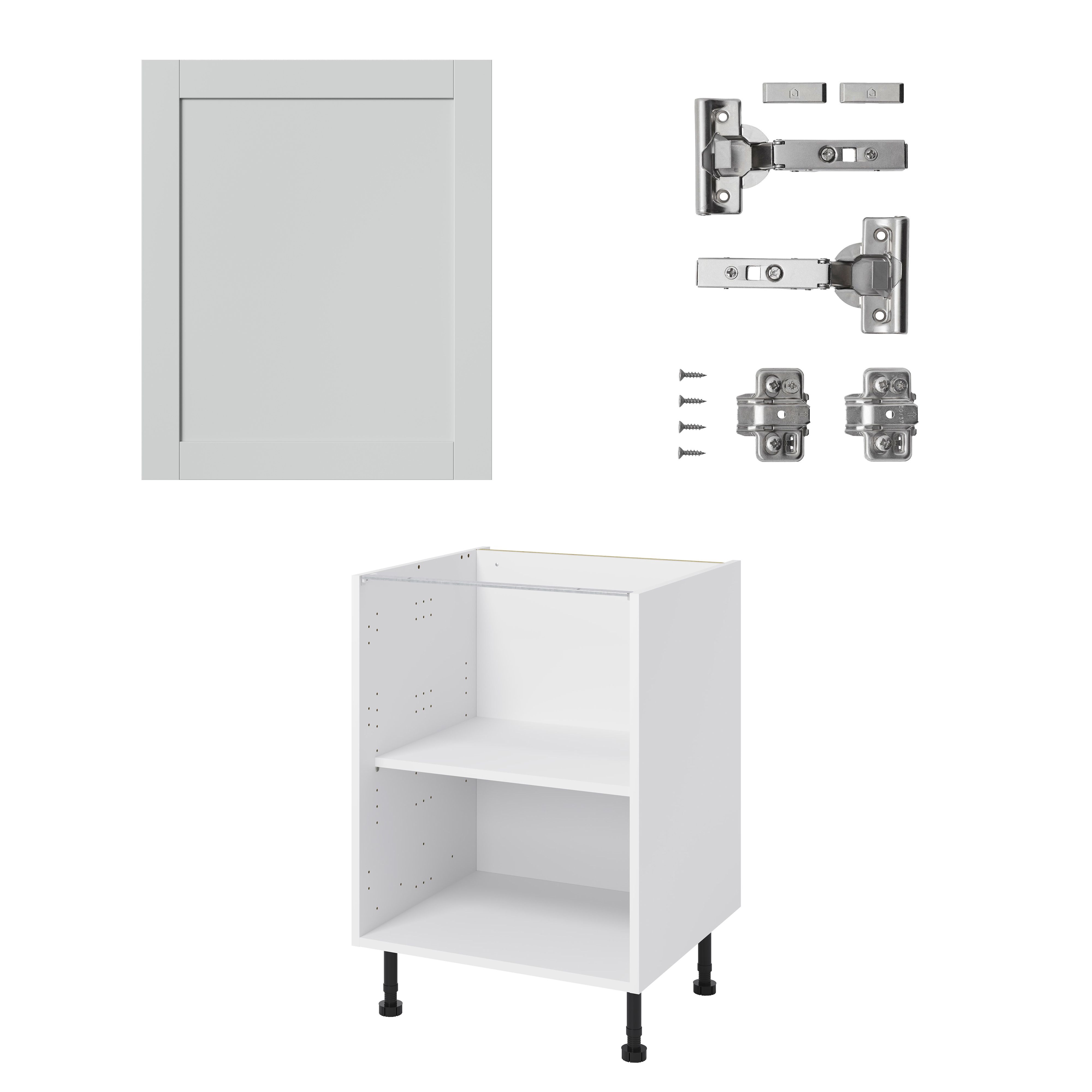 GoodHome Ashmead Matt dove grey Base Kitchen cabinet (W) 600mm (H)720mm