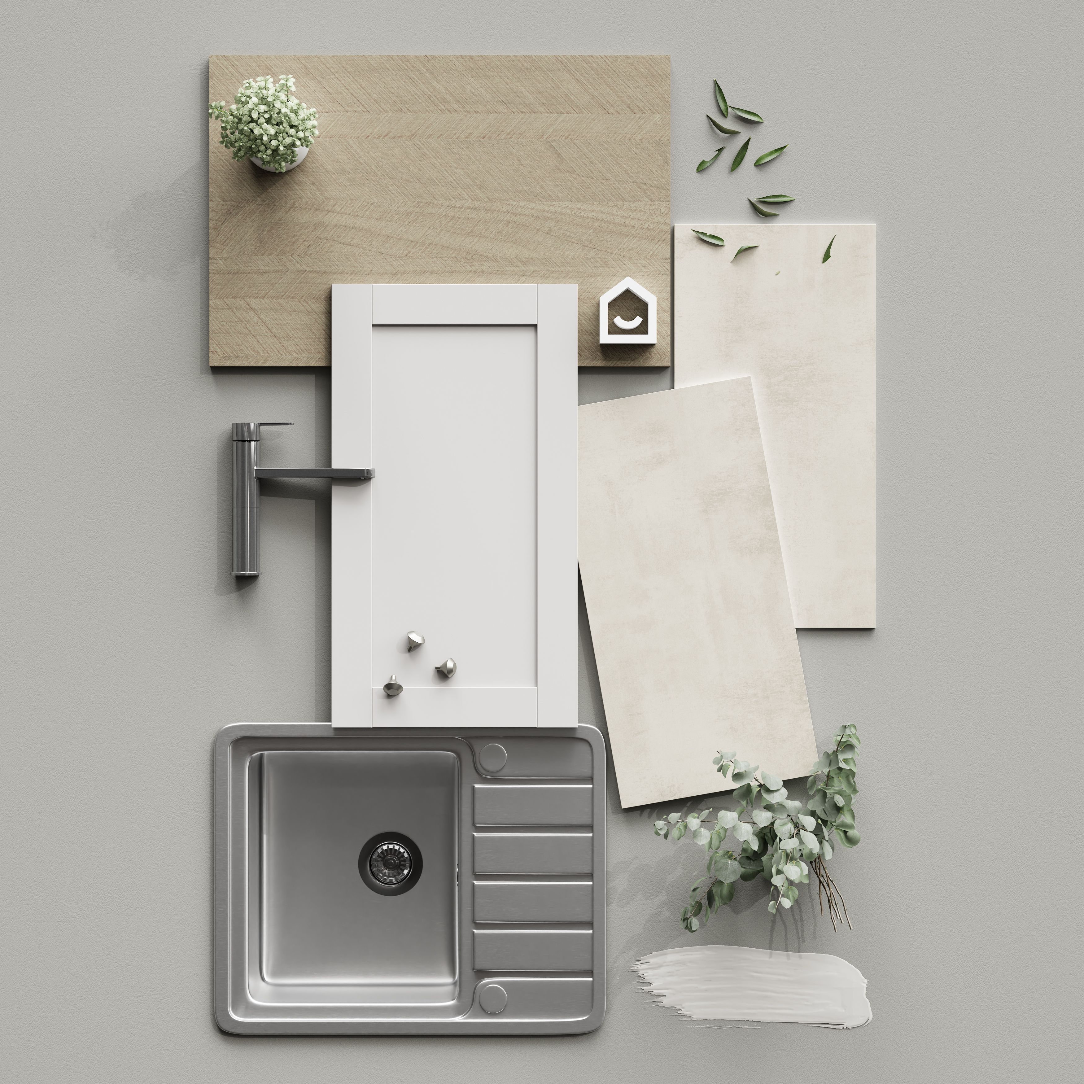 GoodHome Ashmead Matt dove grey Standard End support panel (H)870mm (W)590mm