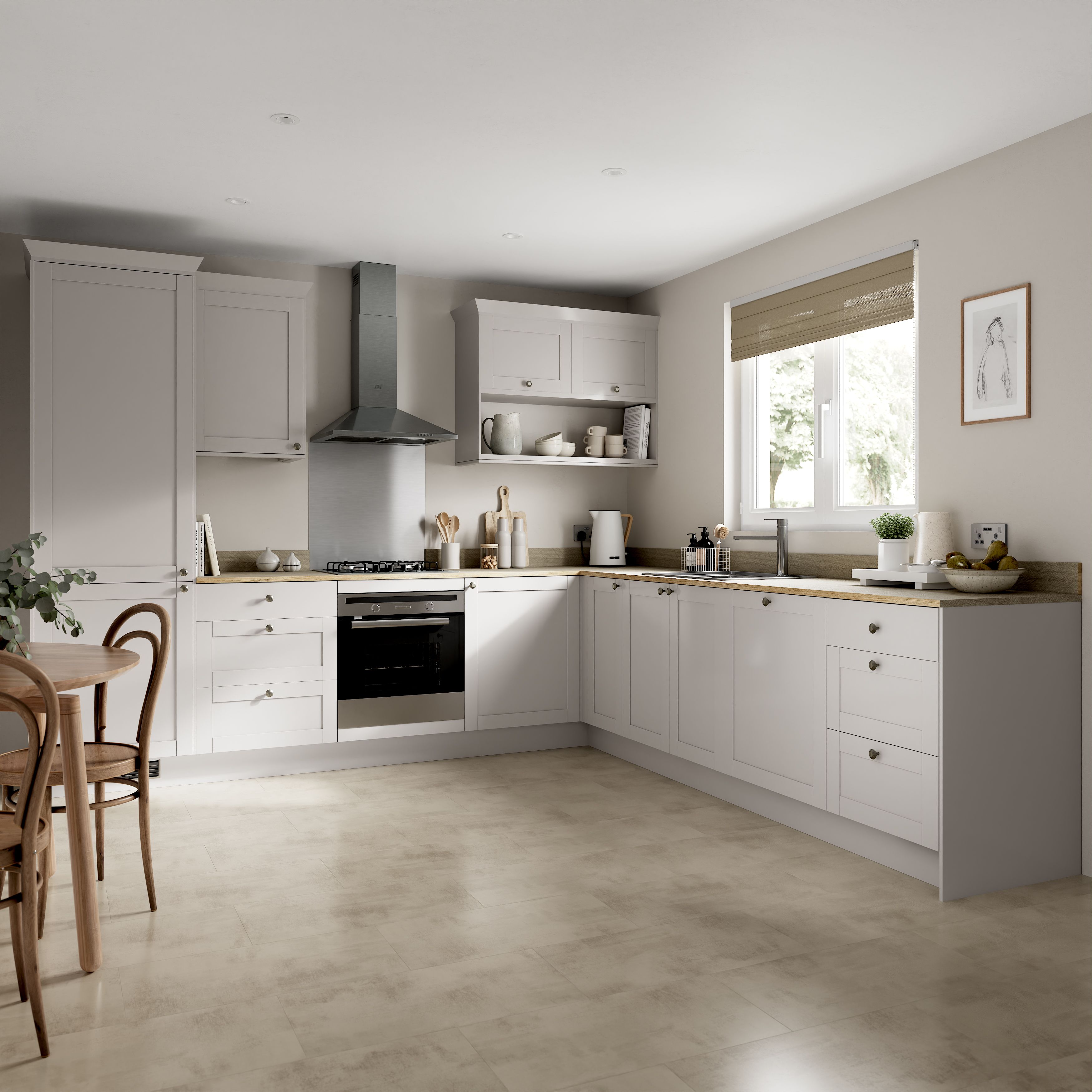 GoodHome Ashmead Matt dove grey Standard End support panel (H)870mm (W)590mm