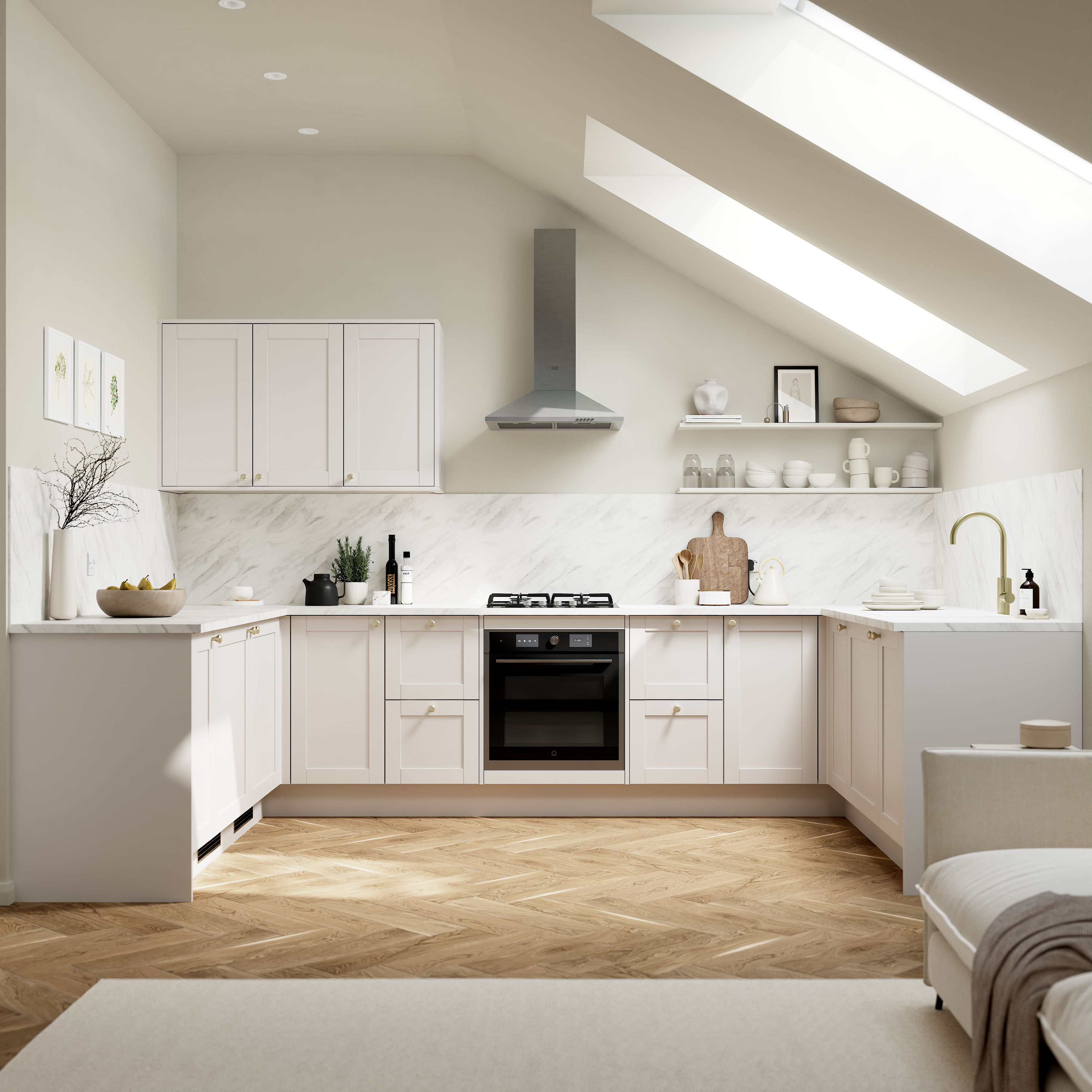 GoodHome Ashmead Matt dove grey Tall Clad on larder panel (H)2400mm (W)600mm