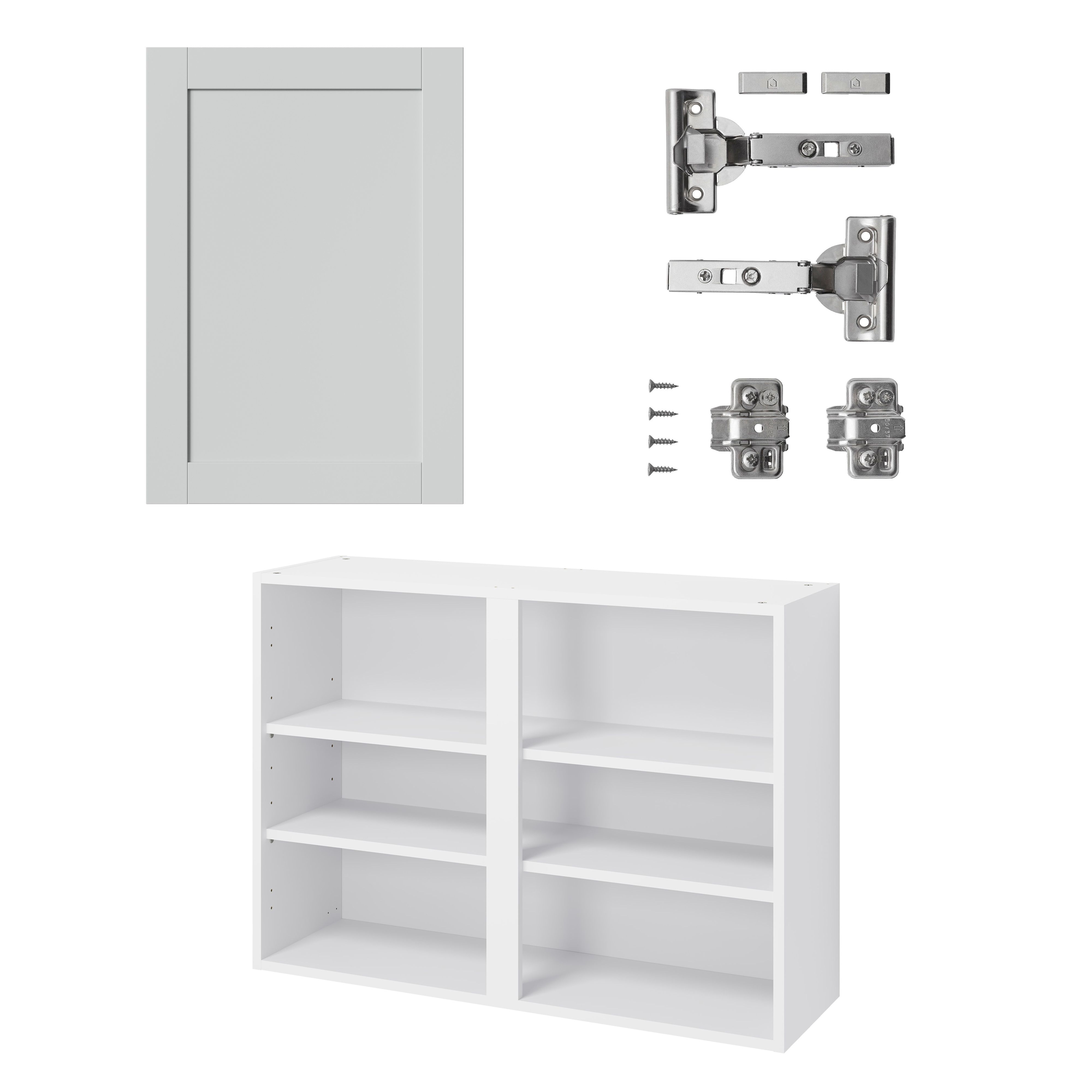 GoodHome Ashmead Matt dove grey Wall Kitchen cabinet (W) 1000mm (H)720mm